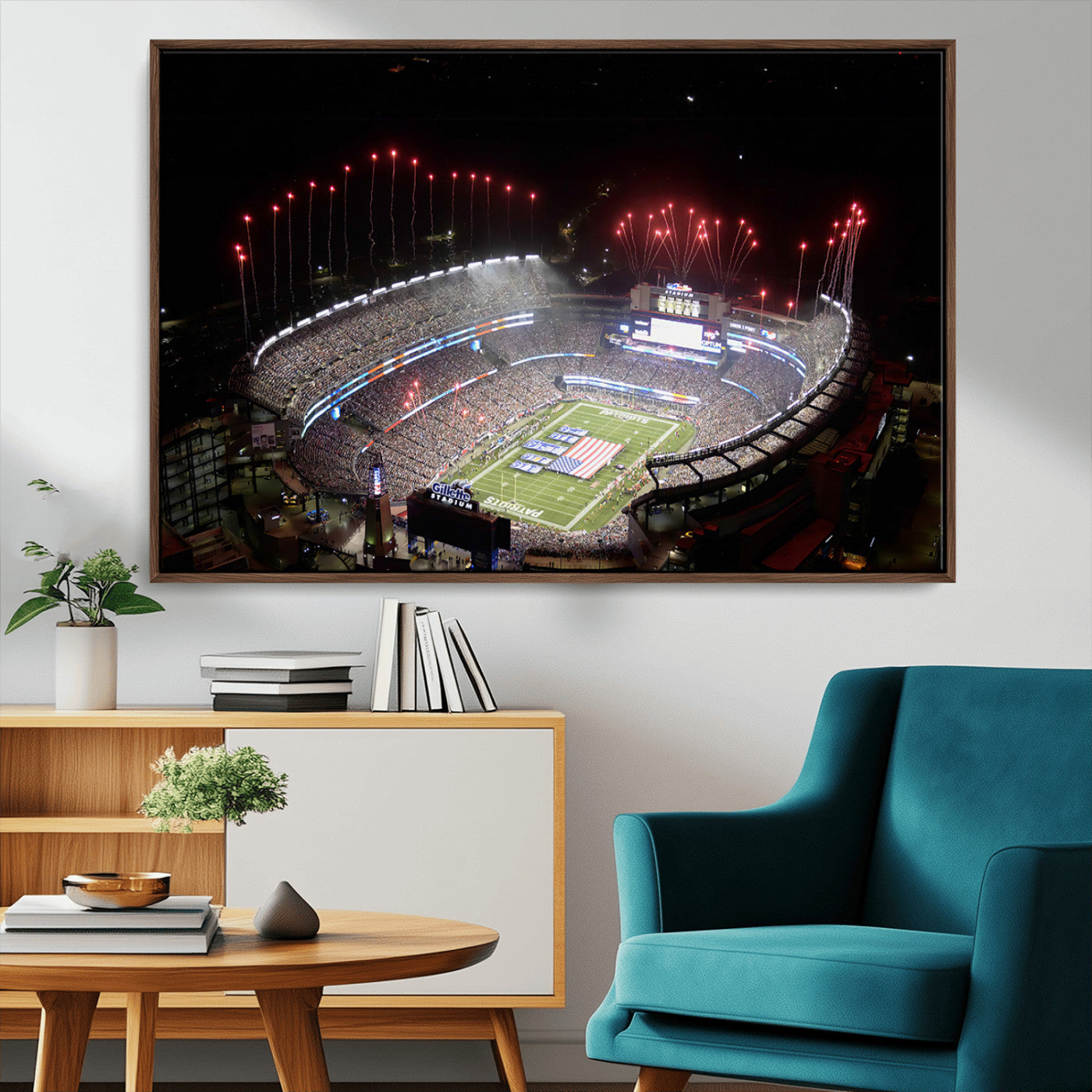 MGV-FC-36X24 - New England Patriots Team Print Wall Art- Foxborough Gillette Stadium Wall Art Canvas Print