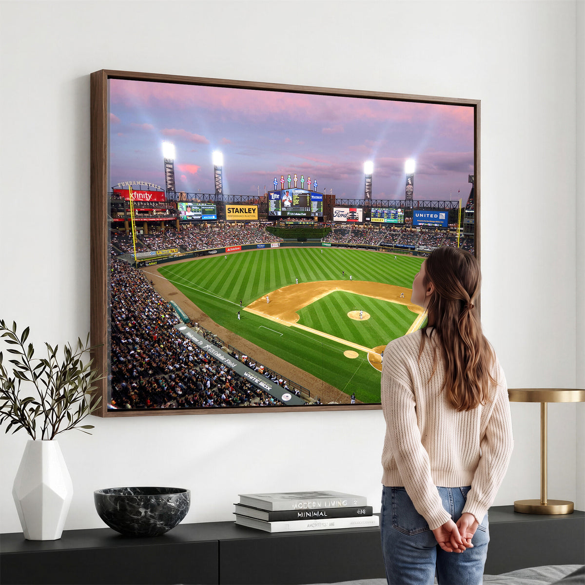 38470-MGV-CV-36X24 - Chicago White Sox Baseball Team Print Canvas, Guaranteed Rate Field Stadium Wall Art