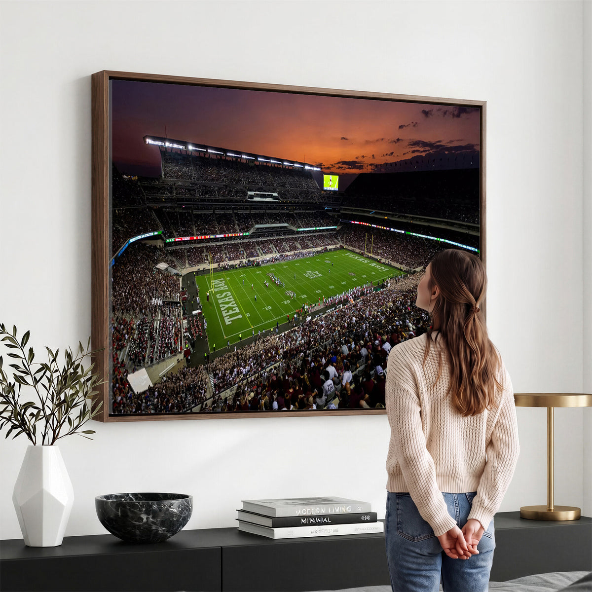 45603-MGV-CV-36X24 - Texas A&M University Aggies Football Team Print, College Station Kyle Field Stadium Wall Art