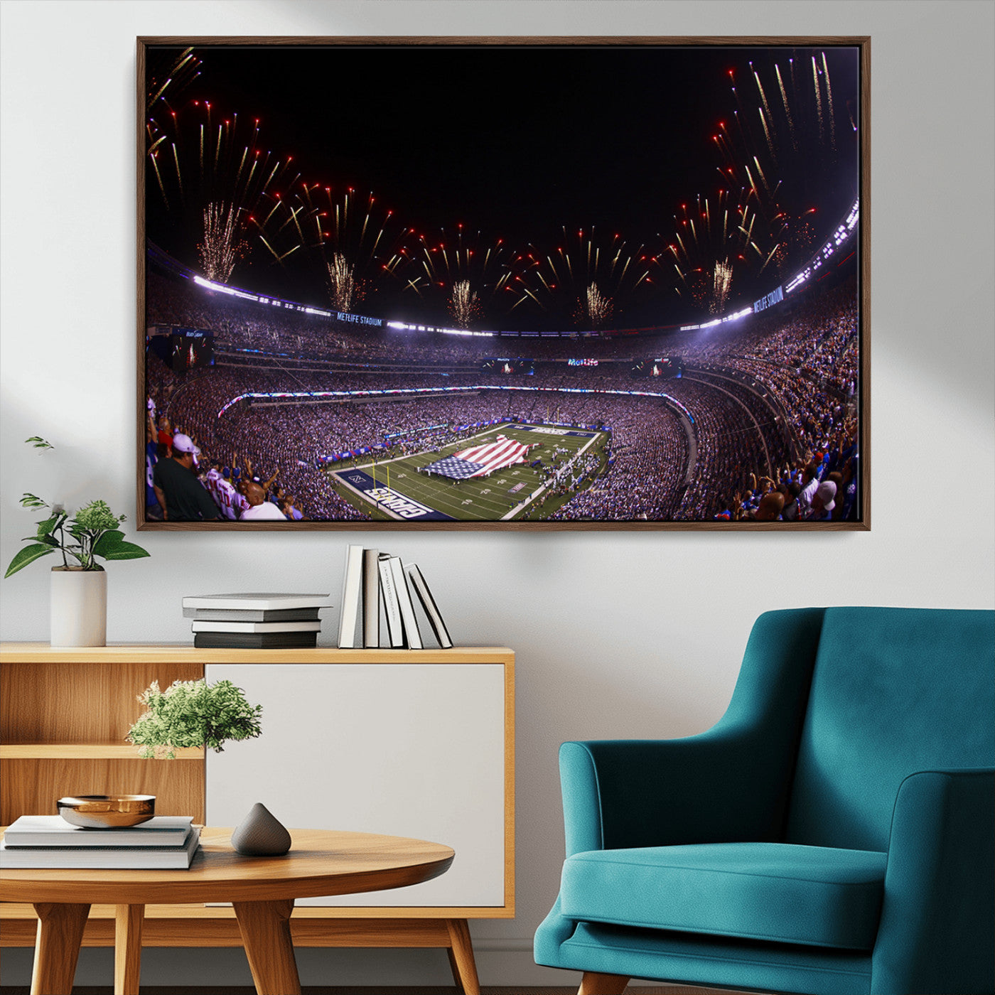 MGV-FC-36X24 - New York Giants Football Team Print - East Rutherford MetLife Stadium Wall Art Canvas Print