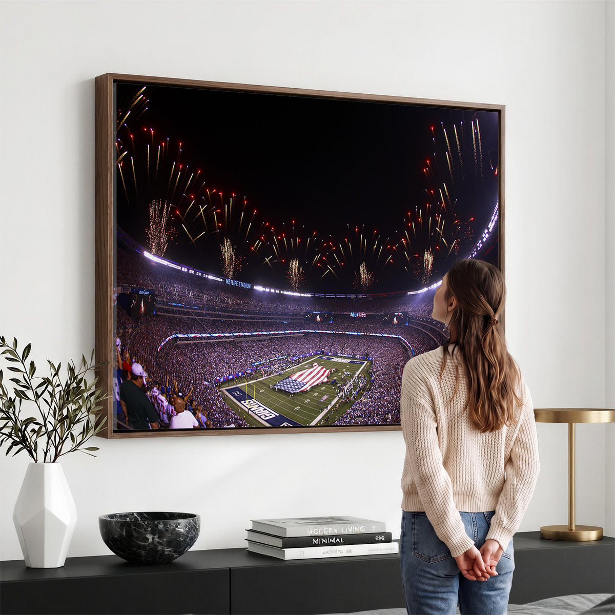 56360-MGV-CV-36X24 - New York Giants Football Team Print, East Rutherford MetLife Stadium Wall Art