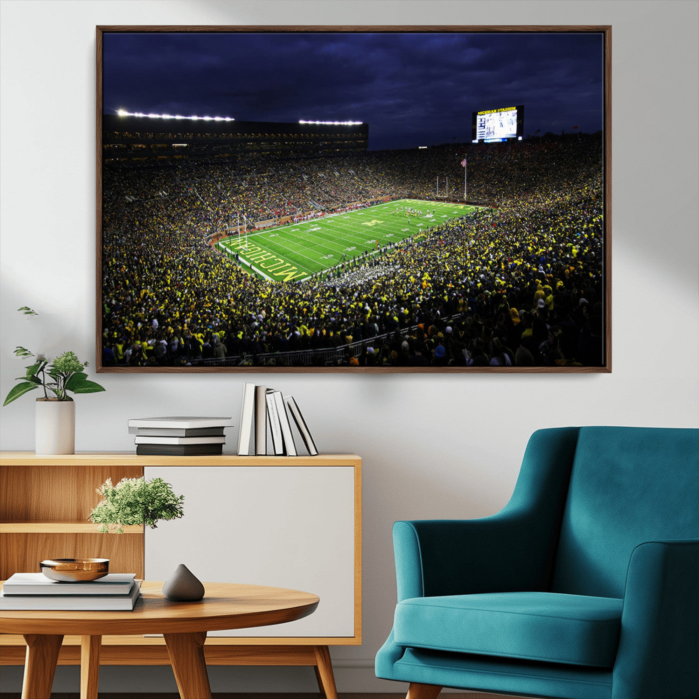 MGV-FC-36X24 - Michigan Wolverines Football Canvas Wall Decor, Football Team Print - Ann Arbor Michigan Stadium