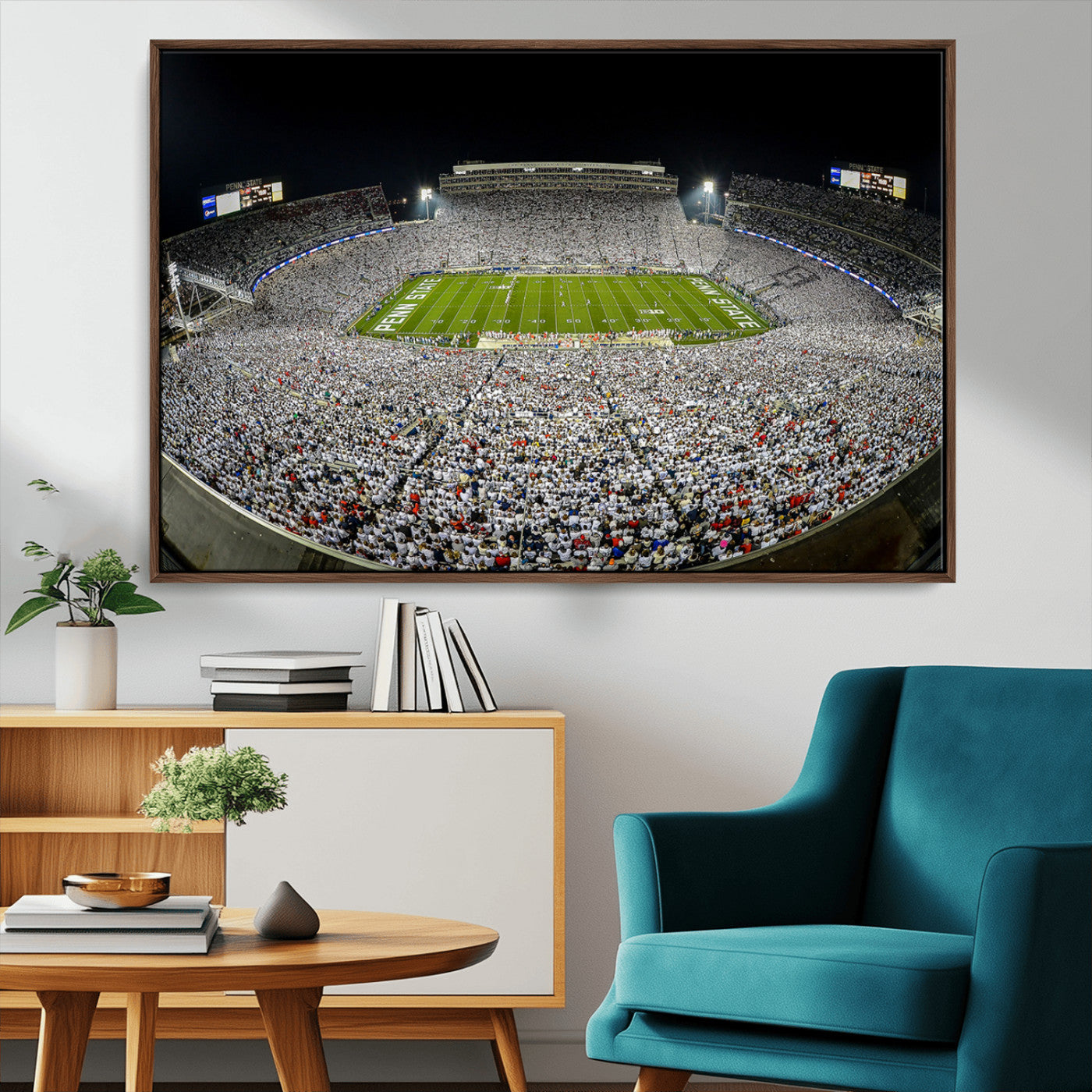 MGV-FC-36X24 - Beaver Stadium Night Game Triple Canvas Wall Art - Penn State Nittany Lions Football Match