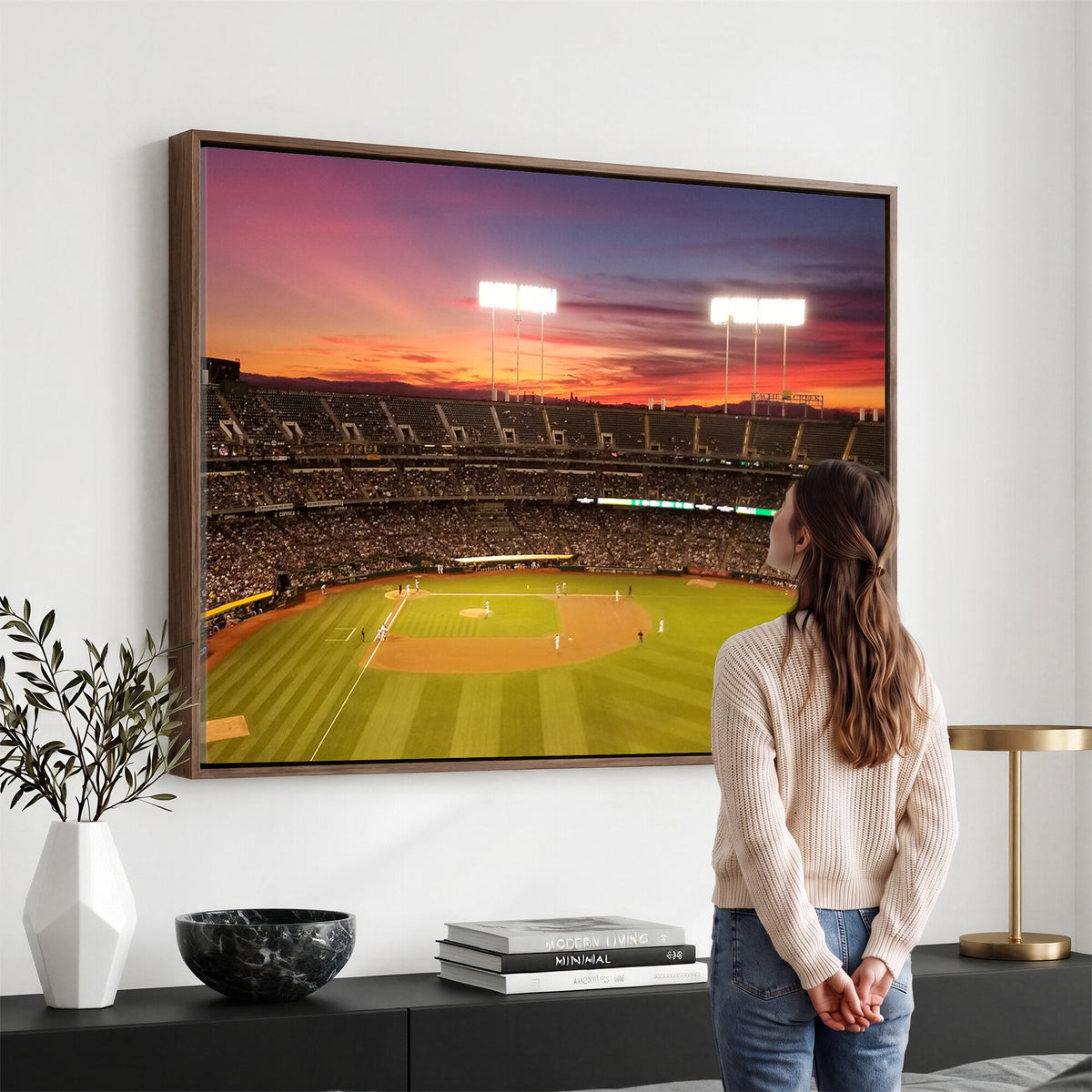 73718-MGV-CV-36X24 - Oakland Athletics Baseball Team Print, Oakland Coliseum
