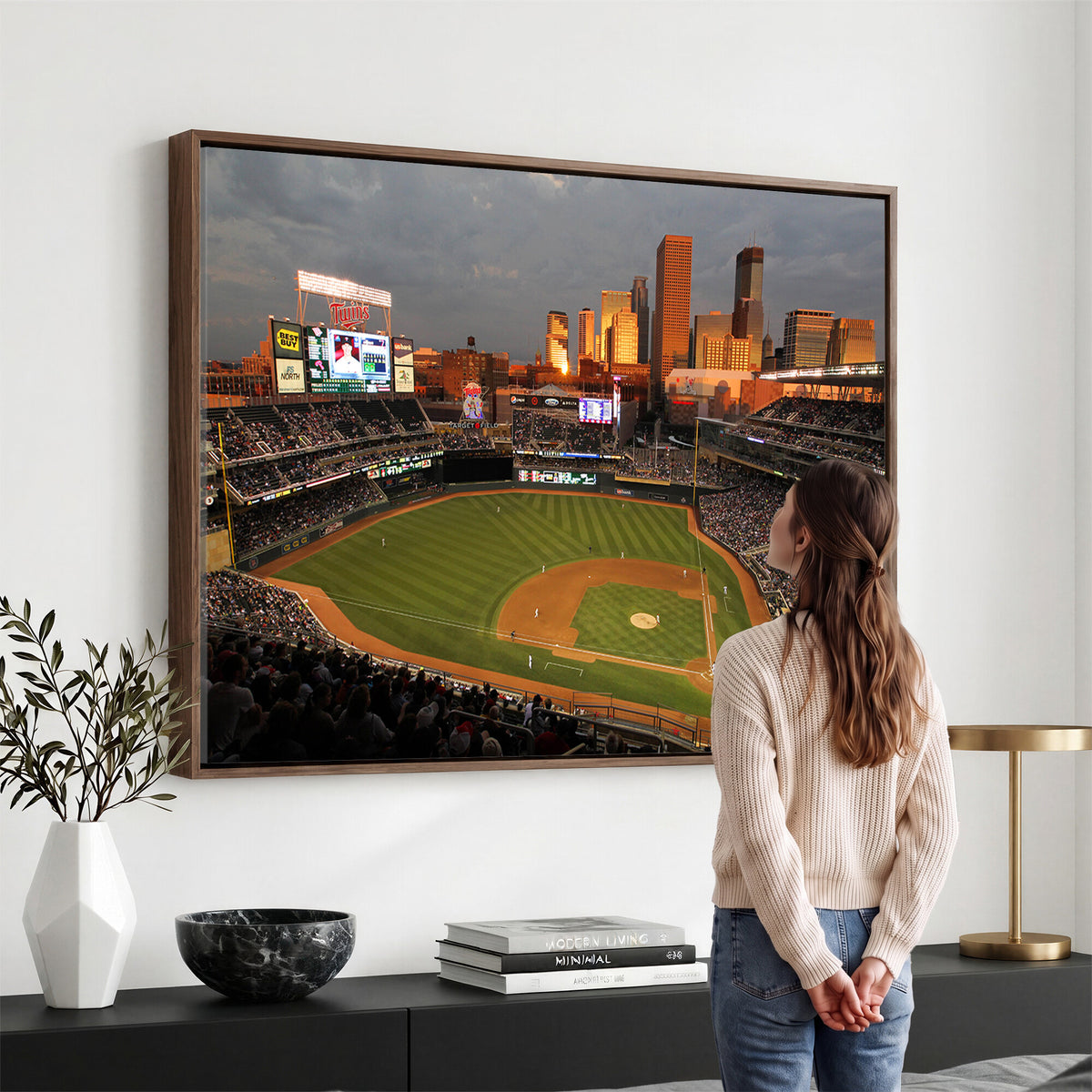 99822-MGV-CV-36X24 - Minnesota Twins Baseball Team Print, Minneapolis Target Field Stadium Wall Art