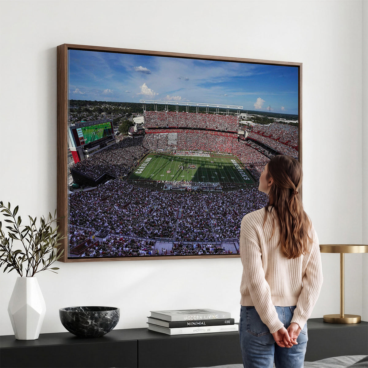 83382-MGV-CV-36X24 - South Carolina Gamecocks Football Team Print, Columbia Williams-Brice Stadium Wall Art