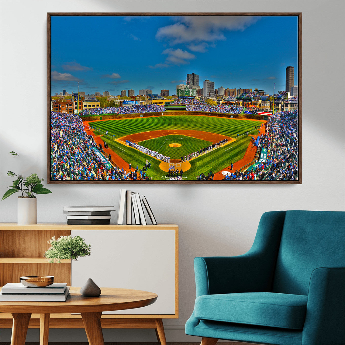 MGV-FC-36X24 - Wrigley Field Chicago Cubs Canvas Wall Art - Iconic Baseball Stadium Print for Sports Lovers - Ready