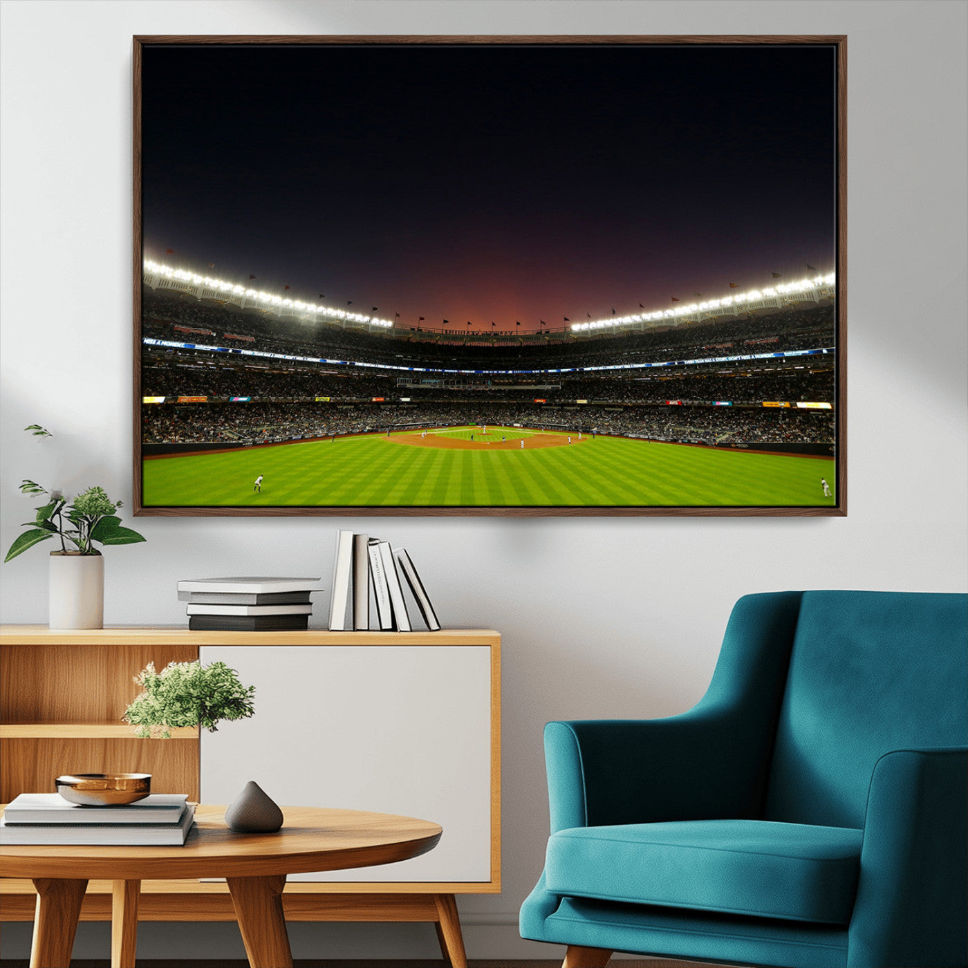 MGV-FC-36X24 - Yankee Stadium Night Game Triple Canvas, Yankee Stadium Canvas Wall Art - New York Yankees MLB Match