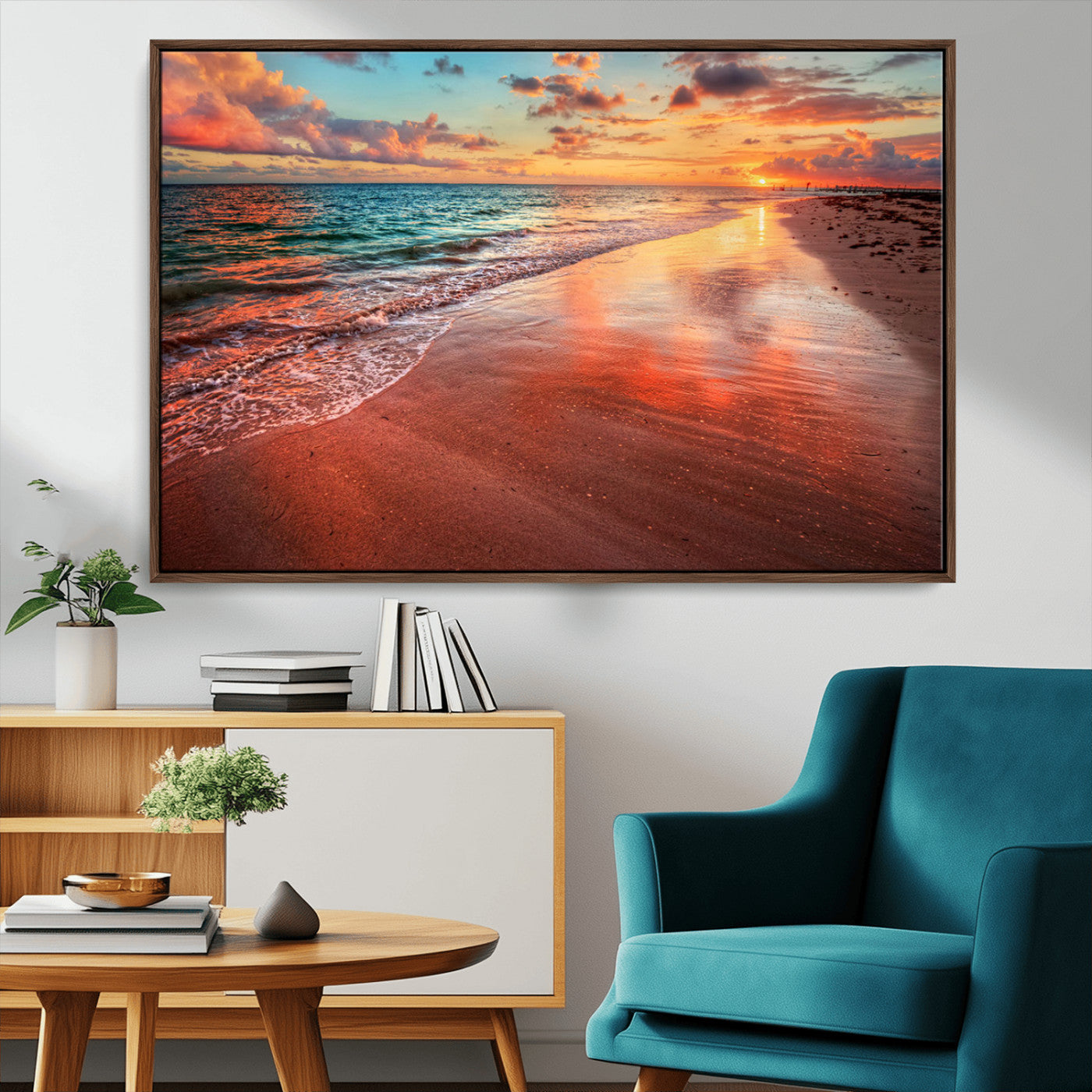MGV-FC-36X24 - Sunset Beach Wall Art | Ocean Canvas Print | Coastal Wall Art | Tranquil Sunset Canvas Print