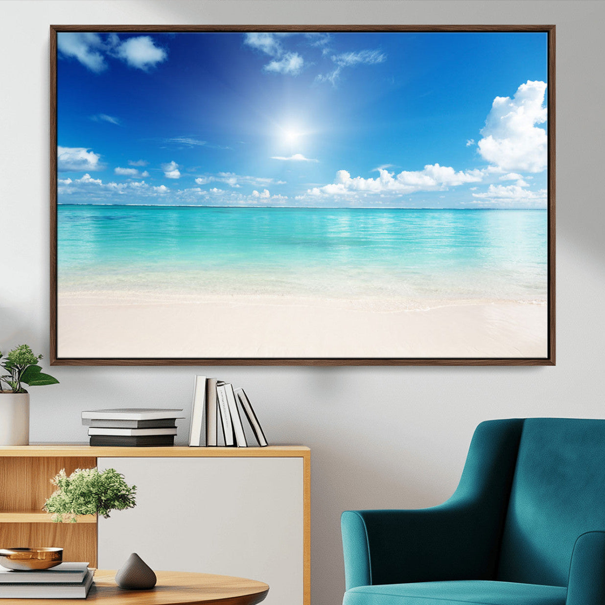 43179-MGV-CV-36X24-Blue Ocean Wall Art Canvas Print - Tranquil Ocean Paradise Triptych Wall Art - Ready to Hang Beach