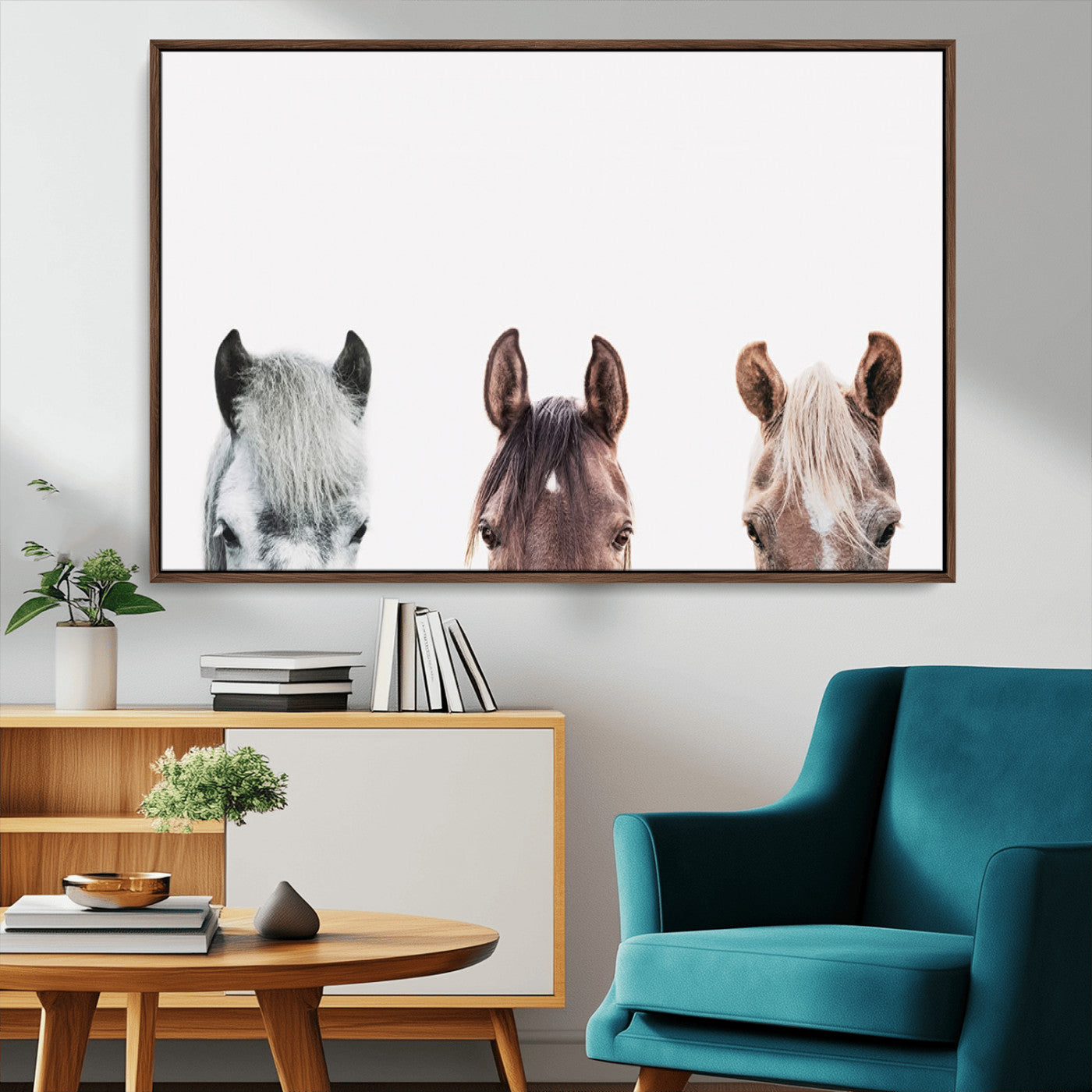 MGV-FC-36X24 - Horse Wall Art - Minimalist Horse Triptych Wall Art – Modern 3-Panel Giclée Canvas Featuring Horse
