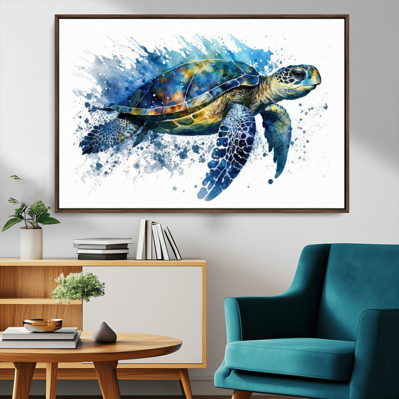MGV-FC-36X24 - Watercolor Turtle Wall Art Canvas Print for Decoration