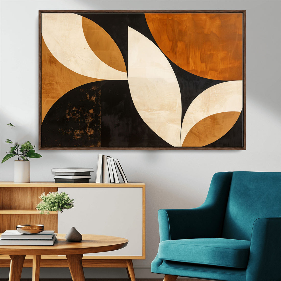 Geometric Abstract Wall Art Canvas Print, Mid Century Modern Wall Art