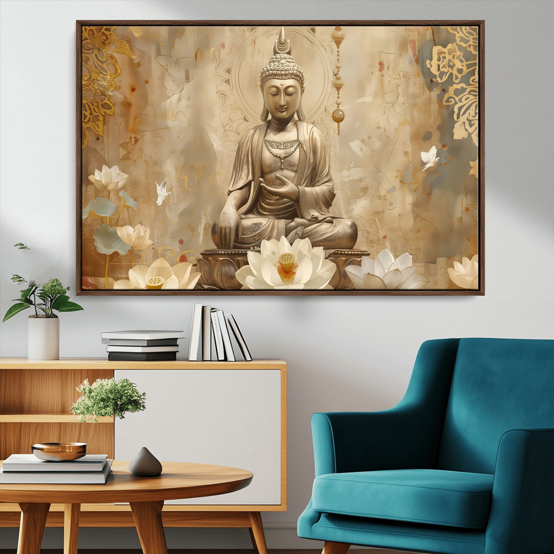 Buddha Wall Art Canvas Print, Meditation and Yoga Room Decor | Extra Large 3 Piece Canvas Wall Art