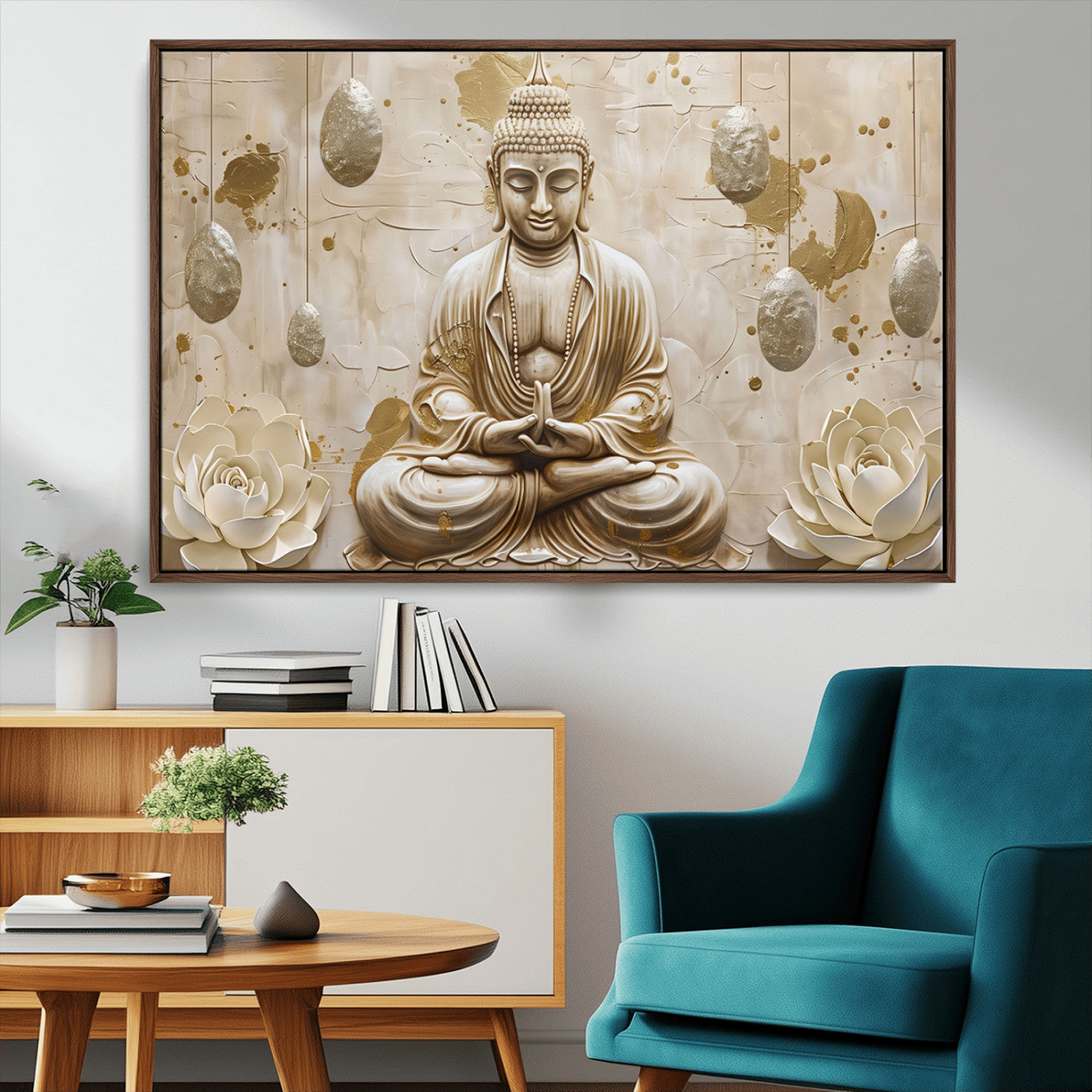 MGV-FC-36X24 - Serene Buddha Wall Art | Yoga Room Decor and Meditation Wall Art Print | Framed and Ready to Hang