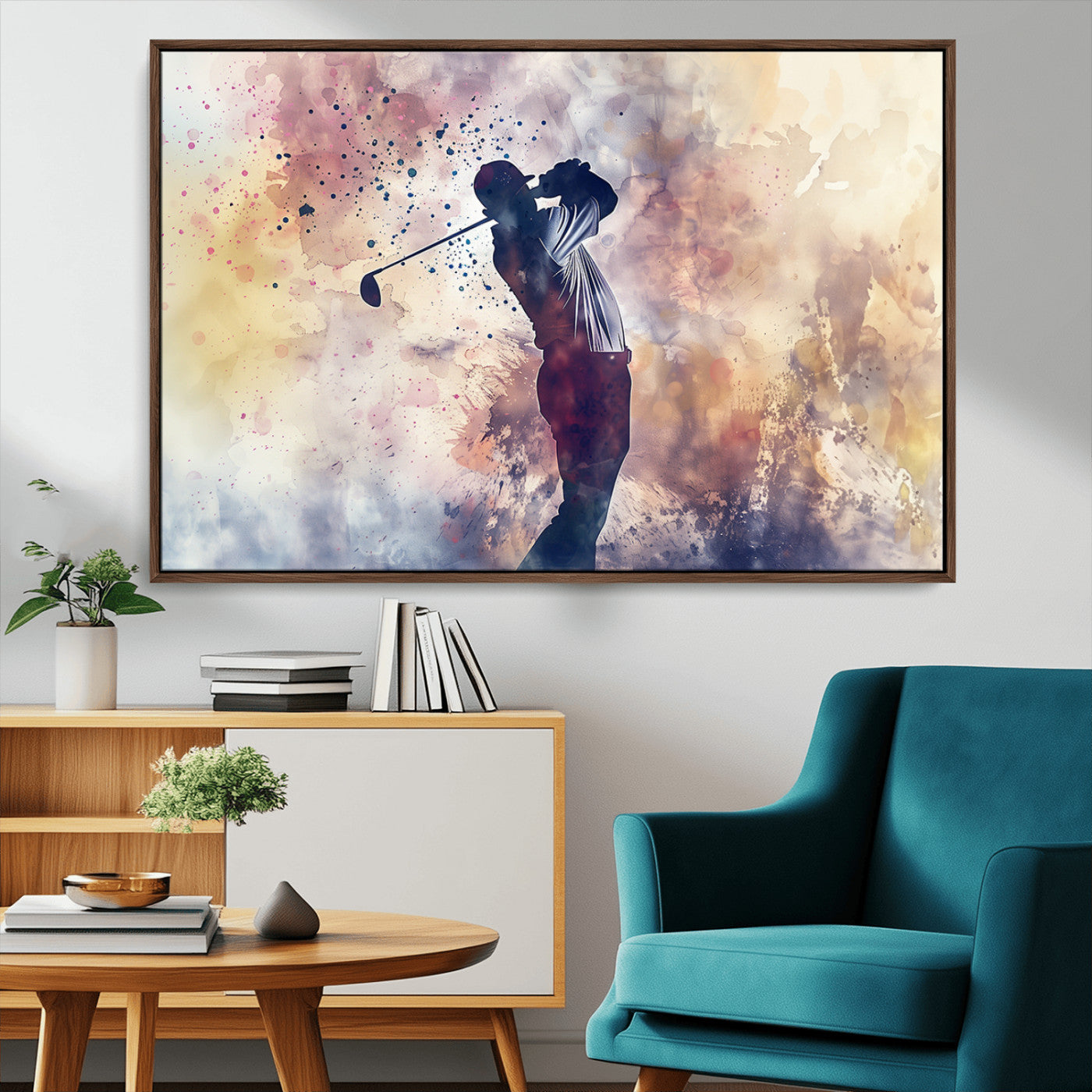 MGV-FC-36X24 - Abstract Watercolor Golf Player Wall Art Canvas Print