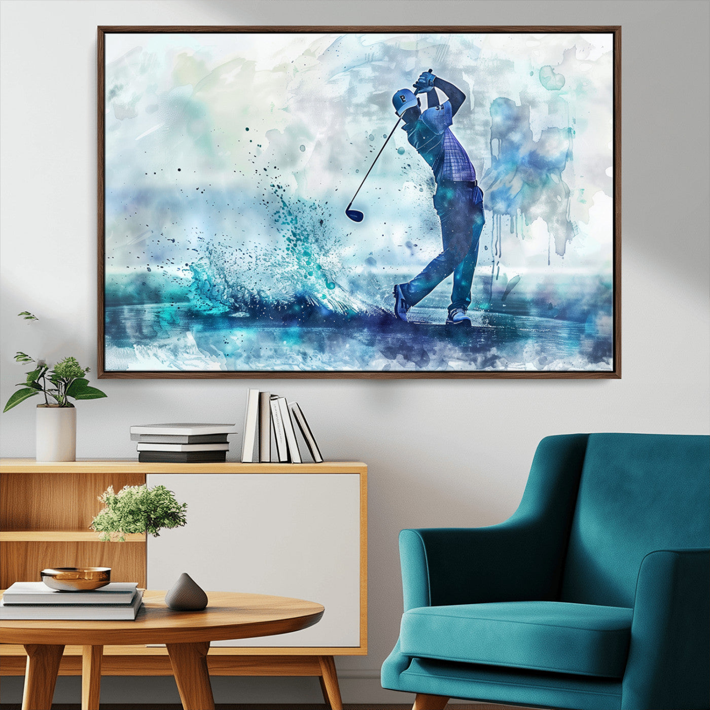 MGV-FC-36X24 - Golf Swing Wall Art Canvas Print - Sports-Inspired Watercolor Decor - Ready to Hang