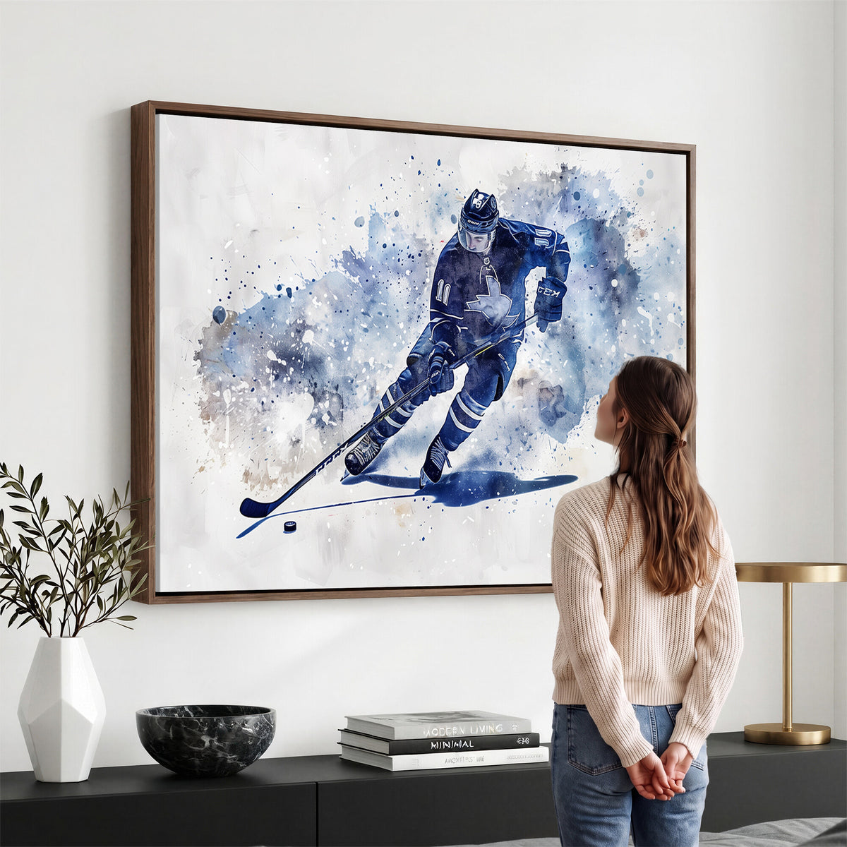 39795-MGV-CV-36X24 - Hockey Player Wall Art Canvas Print