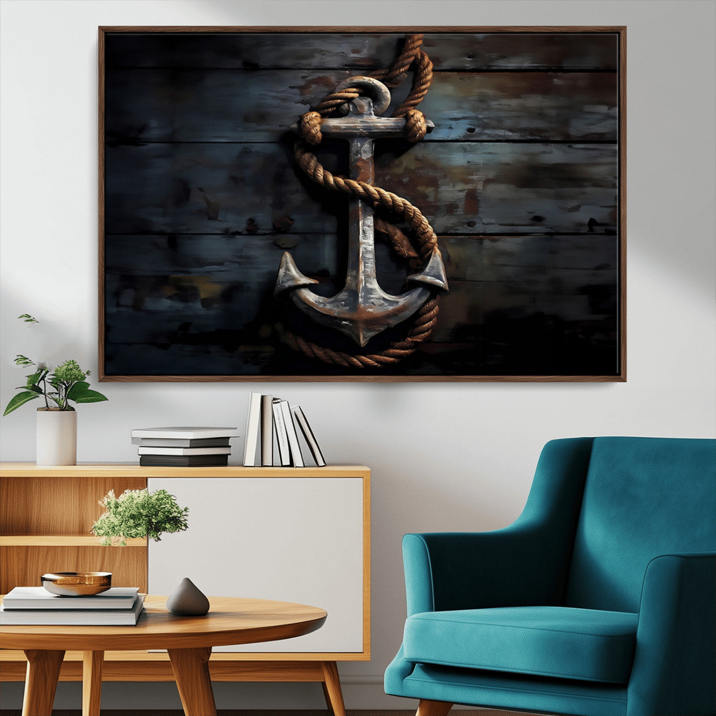 MGV-FC-36X24 - 3 Panel Grunge Abstract Anchor Wall Art Canvas Print Set