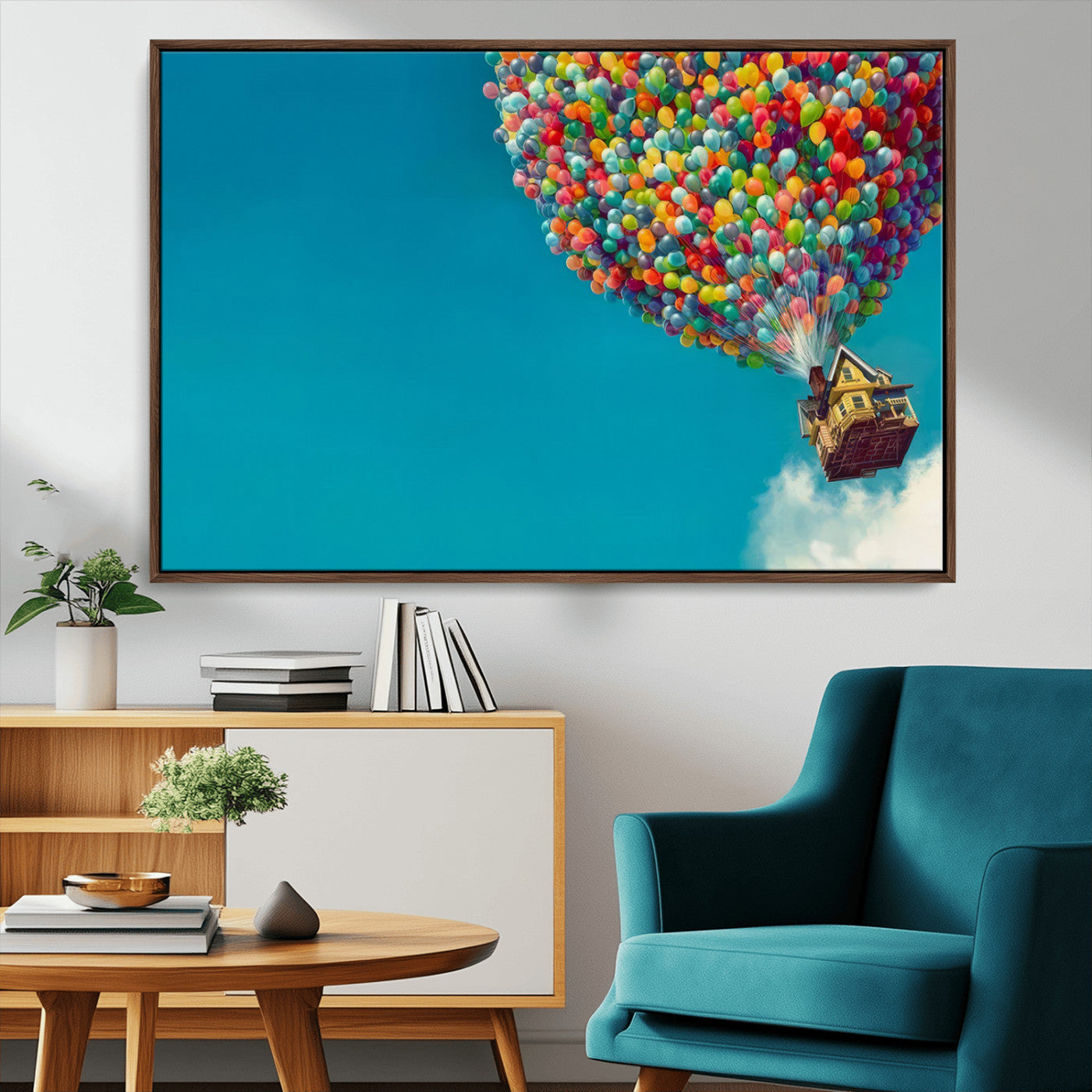 MGV-FC-36X24 - Carl Fredricksen, Up Movie Wall Art, Colorful Balloon House Art | Whimsical Wall Decor for Living