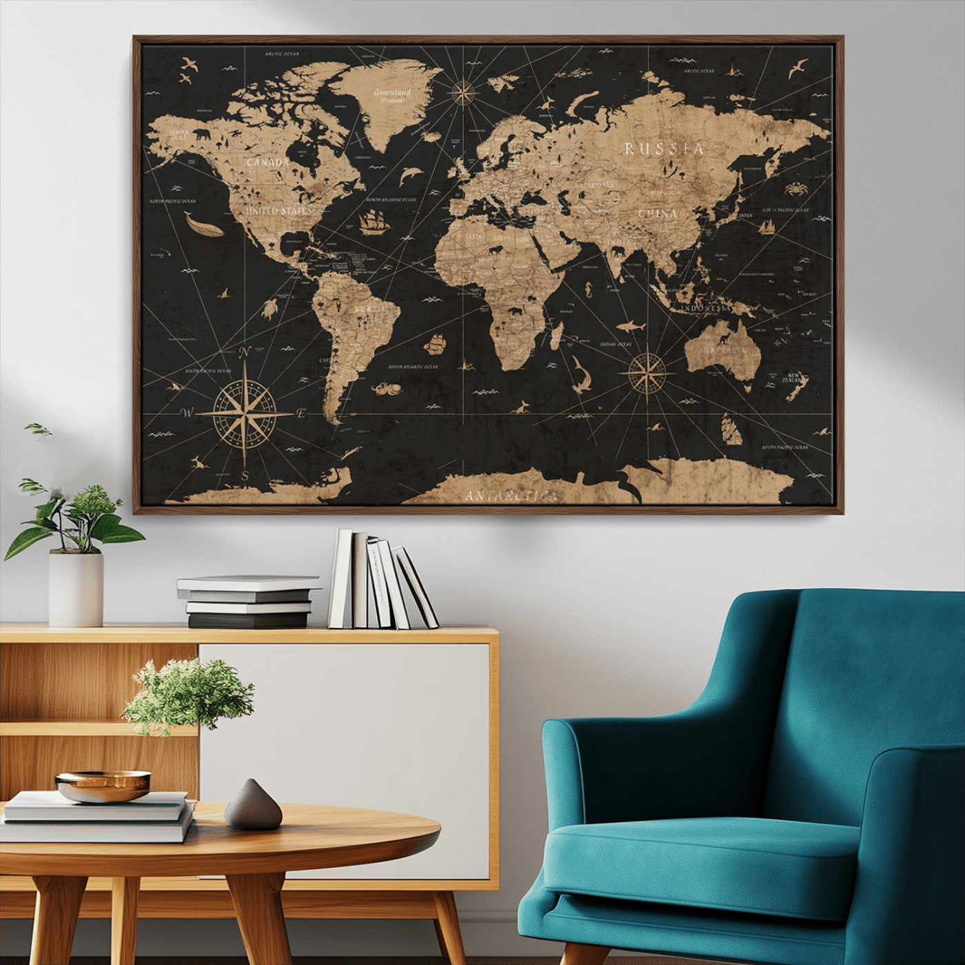 61023-MGV-CV-36X24-World Map Canvas Print – Framed Wall Art for Home Decor