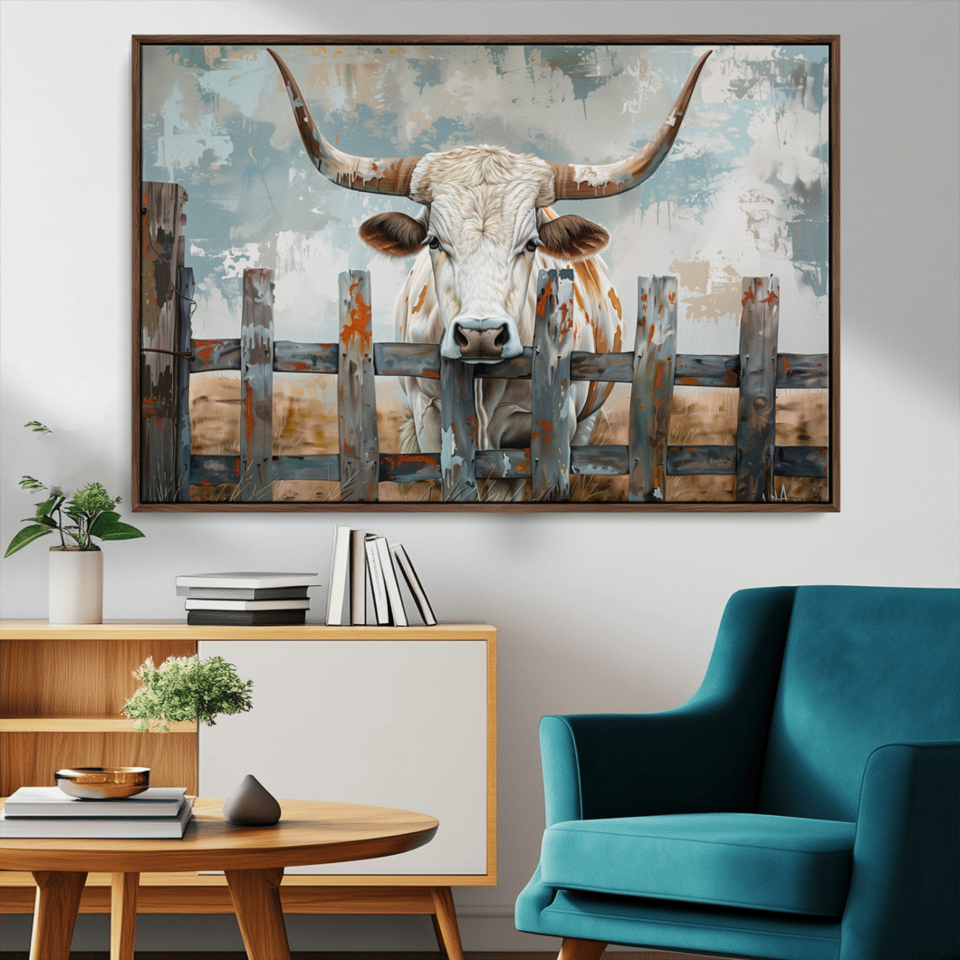 MGV-FC-36X24 - Vintage Cow Wall Art Canvas Print for Farmhouse Wall Decor Theme, Cattle Wall Art Print