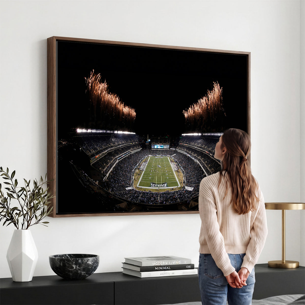 89680-MGV-CV-36X24 - Eagles Field Stadium Wall Art, Philadelphia Eagles Football, Framed and Ready to Hang