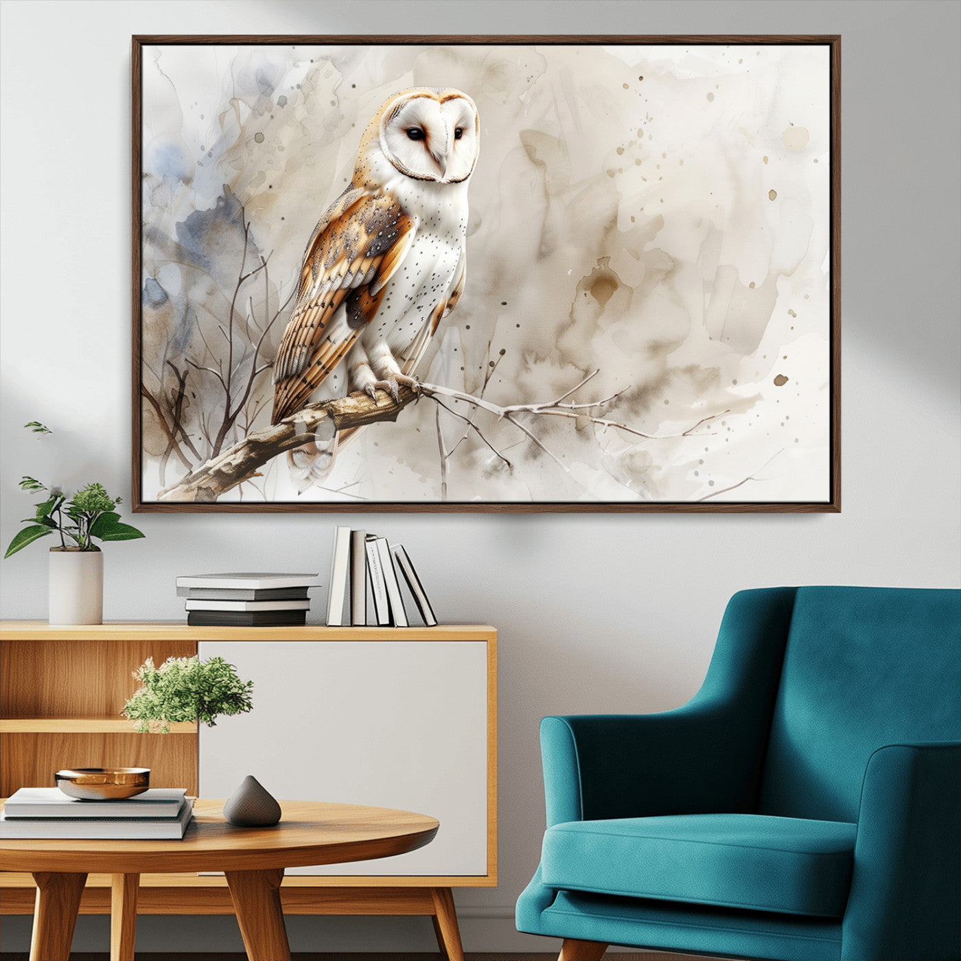 MGV-FC-36X24 - Barn Owl Wall Art | Watercolor Canvas Print | Perfect for Farmhouse Wall Decor | Ready to Hang