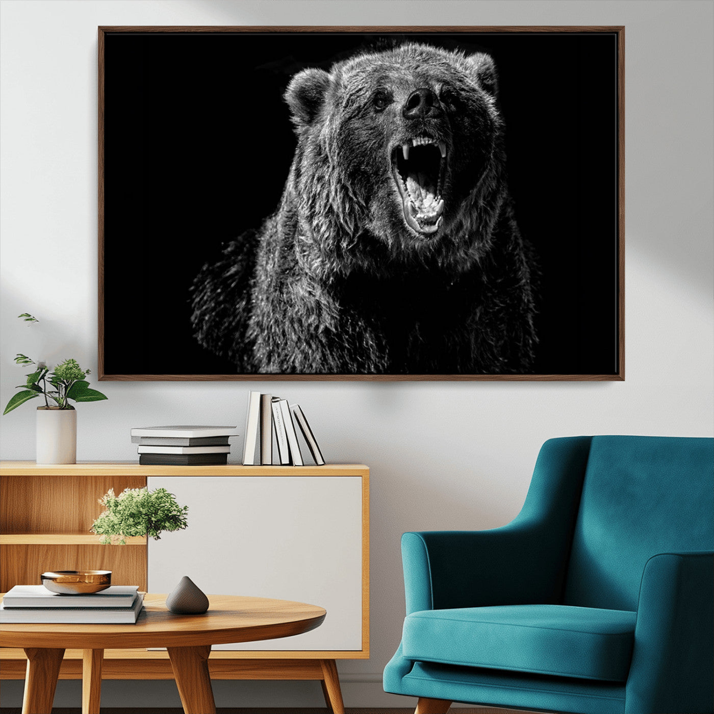MGV-FC-36X24 - Bear Canvas Print | Wildlife Wall Art for Cabin Decor | Ready to Hang Framed