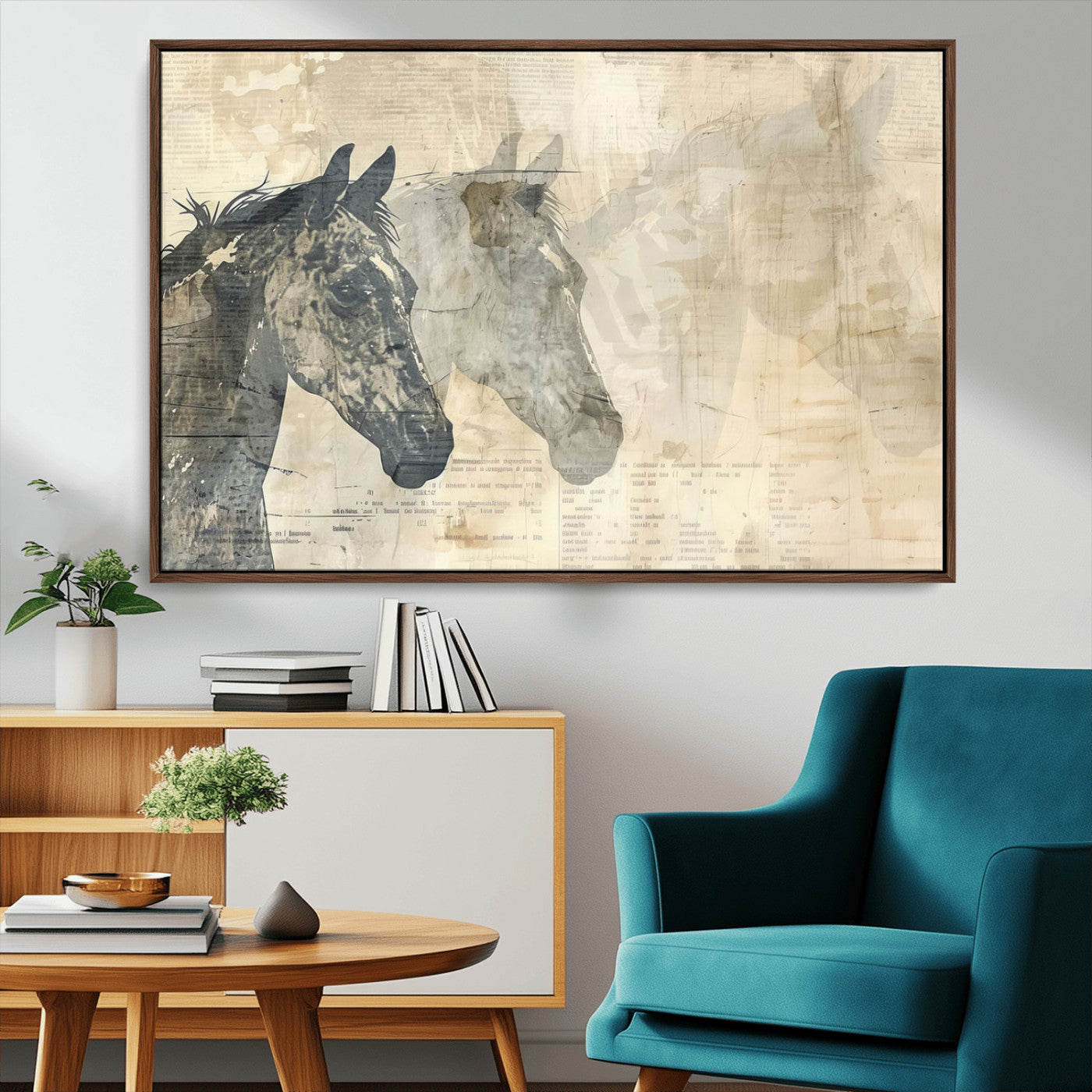 MGV-FC-36X24 - Abstract Horse Canvas Print | Modern Farmhouse Wall Art | Ready to Hang Framed