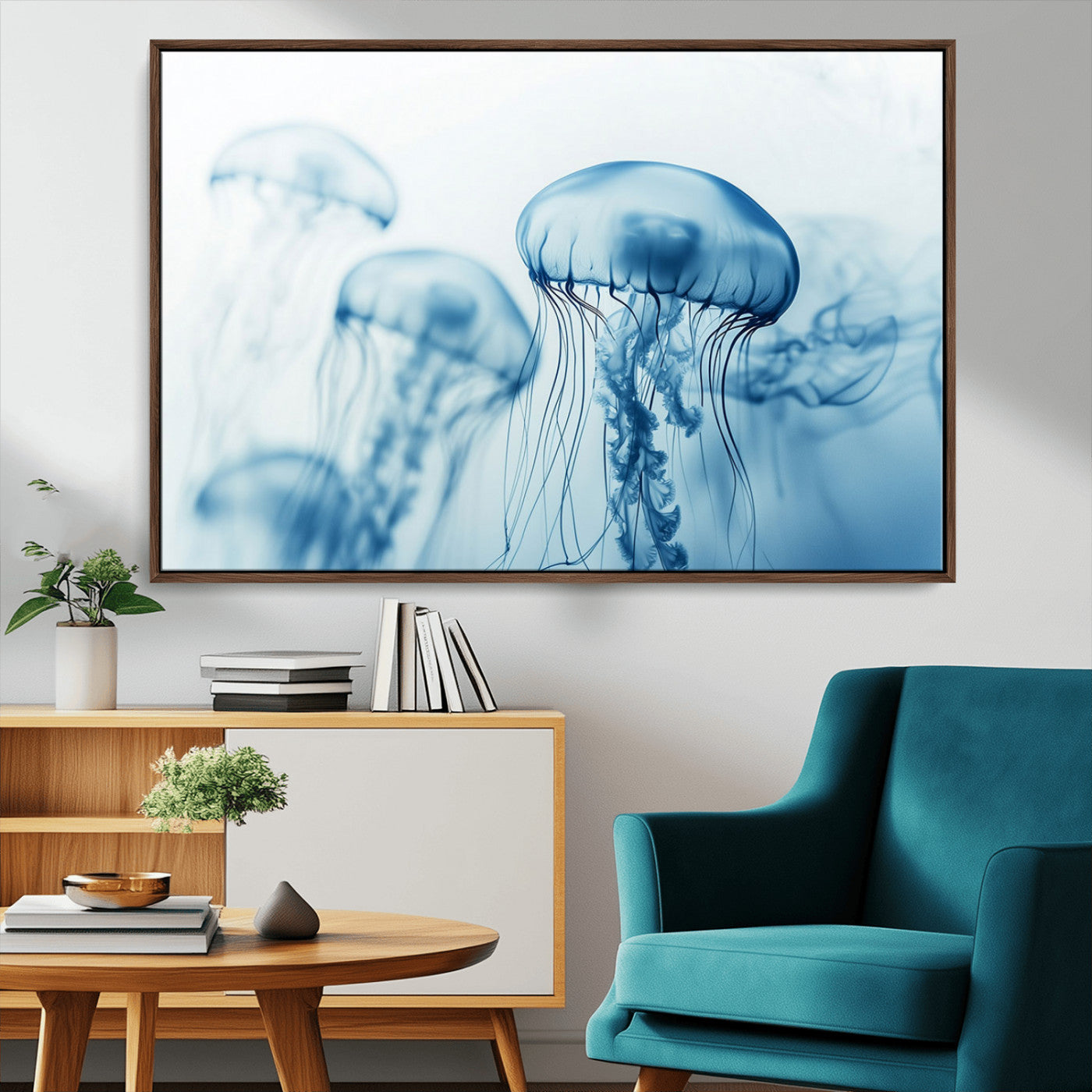 MGV-FC-36X24 - Blue Jellyfish Wall Art Canvas Print