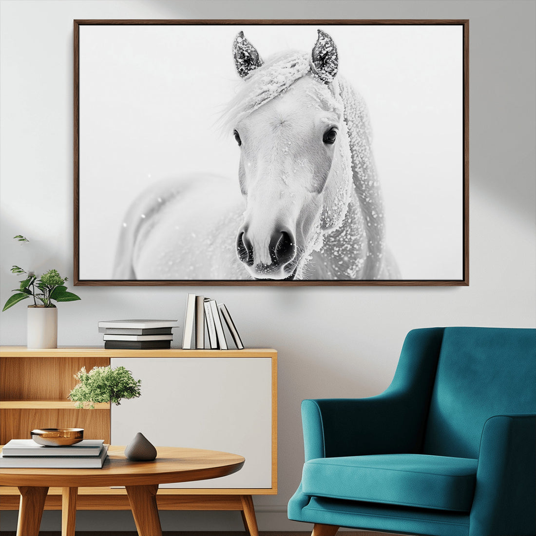 Majestic White Horse Wall Art, Ready to Hang