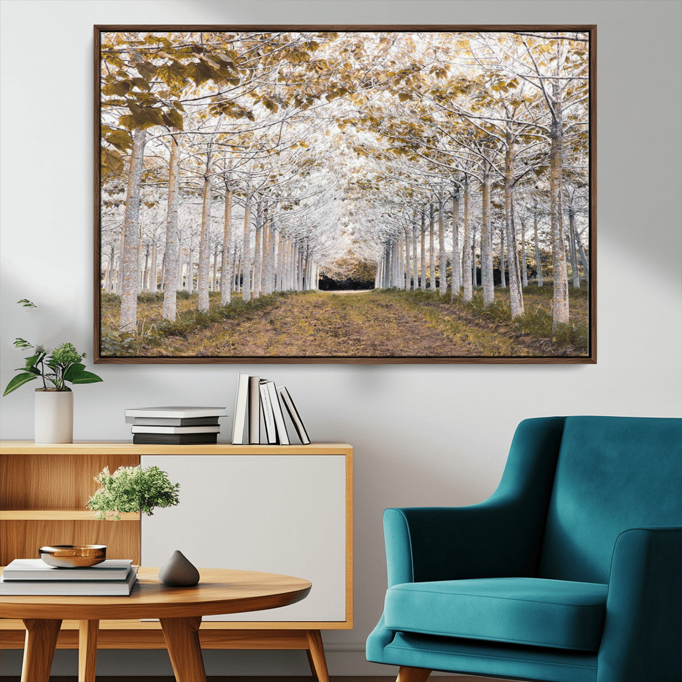 MGV-FC-36X24 - Forest Grove Wall Art | Serene Pathway Canvas Print | Ready to Hang and Framed Nature Wall Decor for