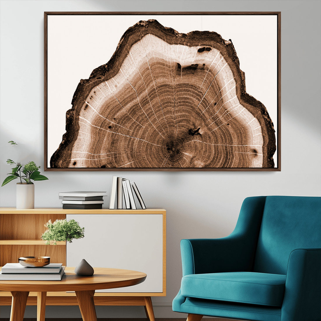 Rustic Wood Rings Wall Art, Nature-Inspired Tree Ring Canvas Print