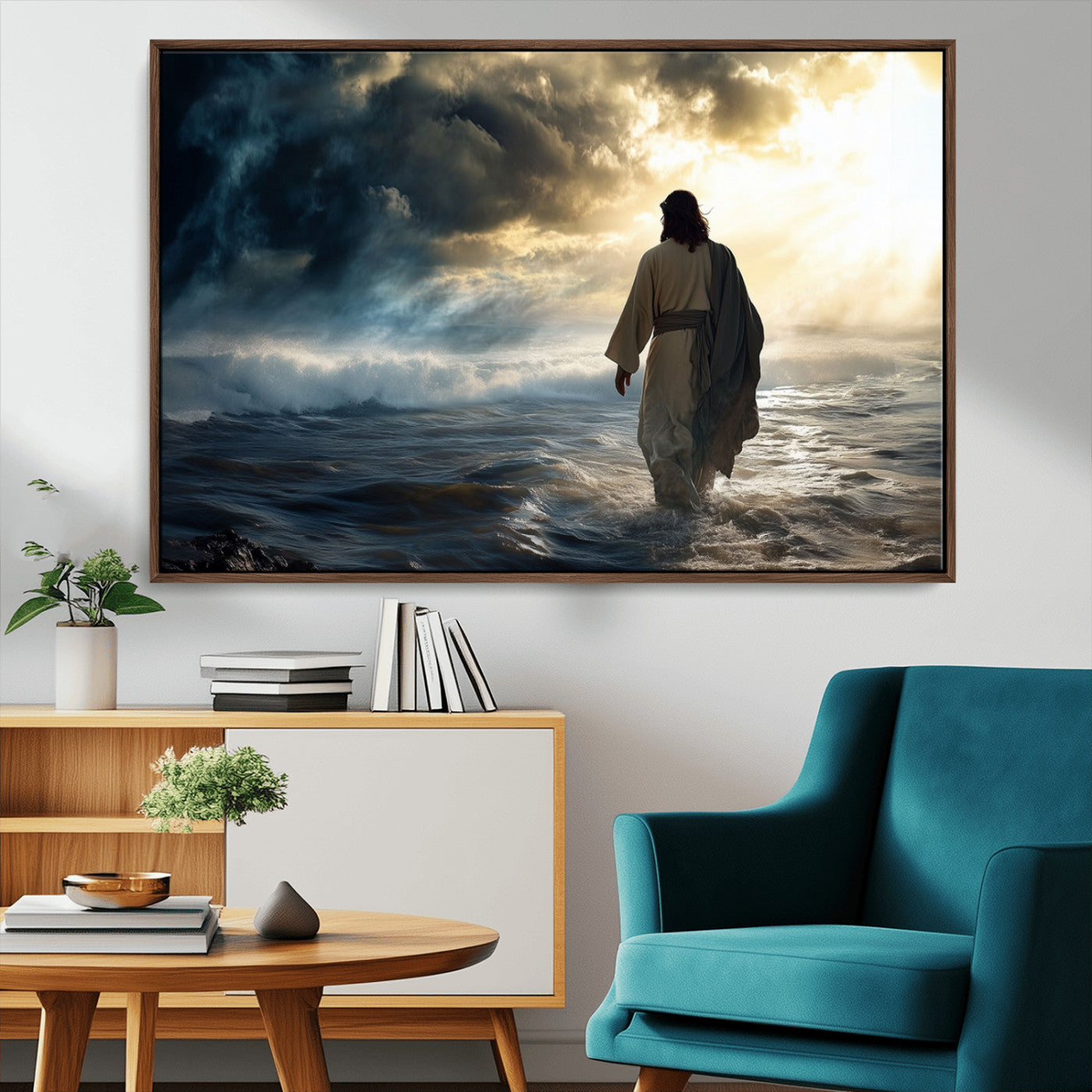 MGV-FC-36X24 - Jesus Walking on Water Wall Art | Canvas Print | Ready to Hang | Christian Home Decor | Spiritual