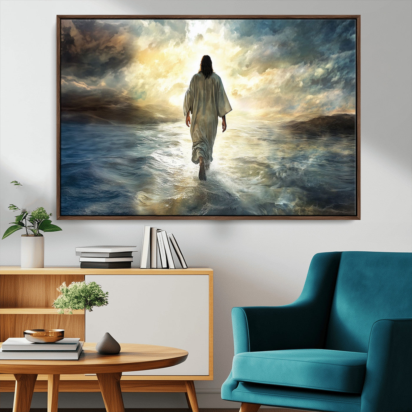 MGV-FC-36X24 - Jesus Walking on Water Wall Art | Canvas Print | Ready to Hang | Christian Home Decor | Spiritual