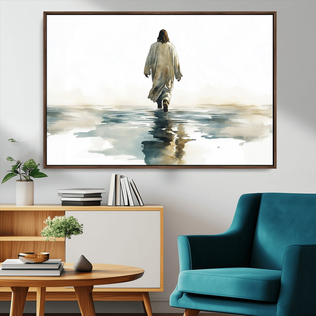 Abstract Jesus Wall Art Canvas Print, Christian Wall Art, Jesus Walking on Water