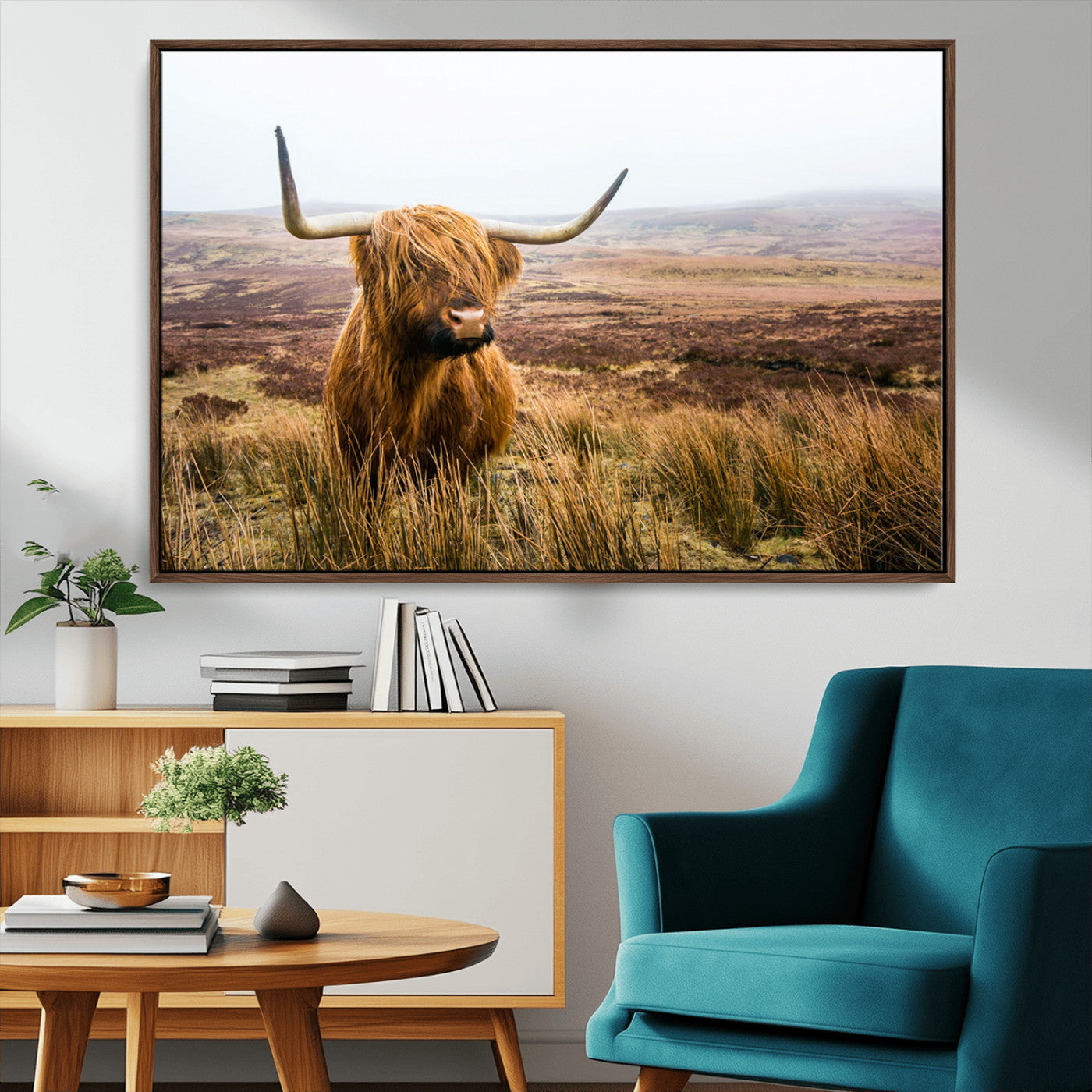 97274-MGV-CV-36X24-Scottish Highland Cow Canvas Wall Art – Rustic Farmhouse Charm with Highland Cattle – Ready to Hang