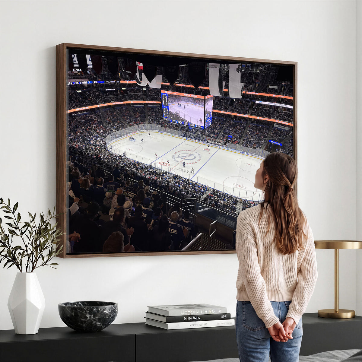 51641-MGV-CV-36X24 - Amalie Arena Florida Wall Art Canvas Print, NHL Hockey, Framed and Ready to Hang