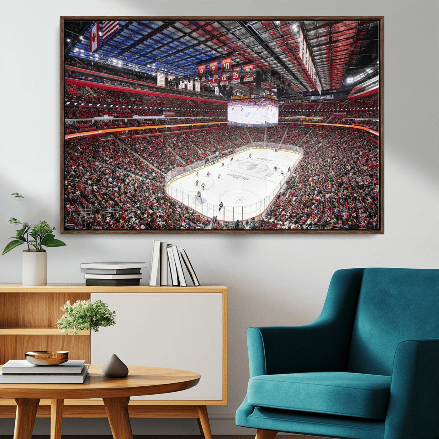 MGV-FC-36X24 - Barton Malow Little Caesars Arena Detroit Wall Art Canvas Print - Detroit Hockey and Basketball