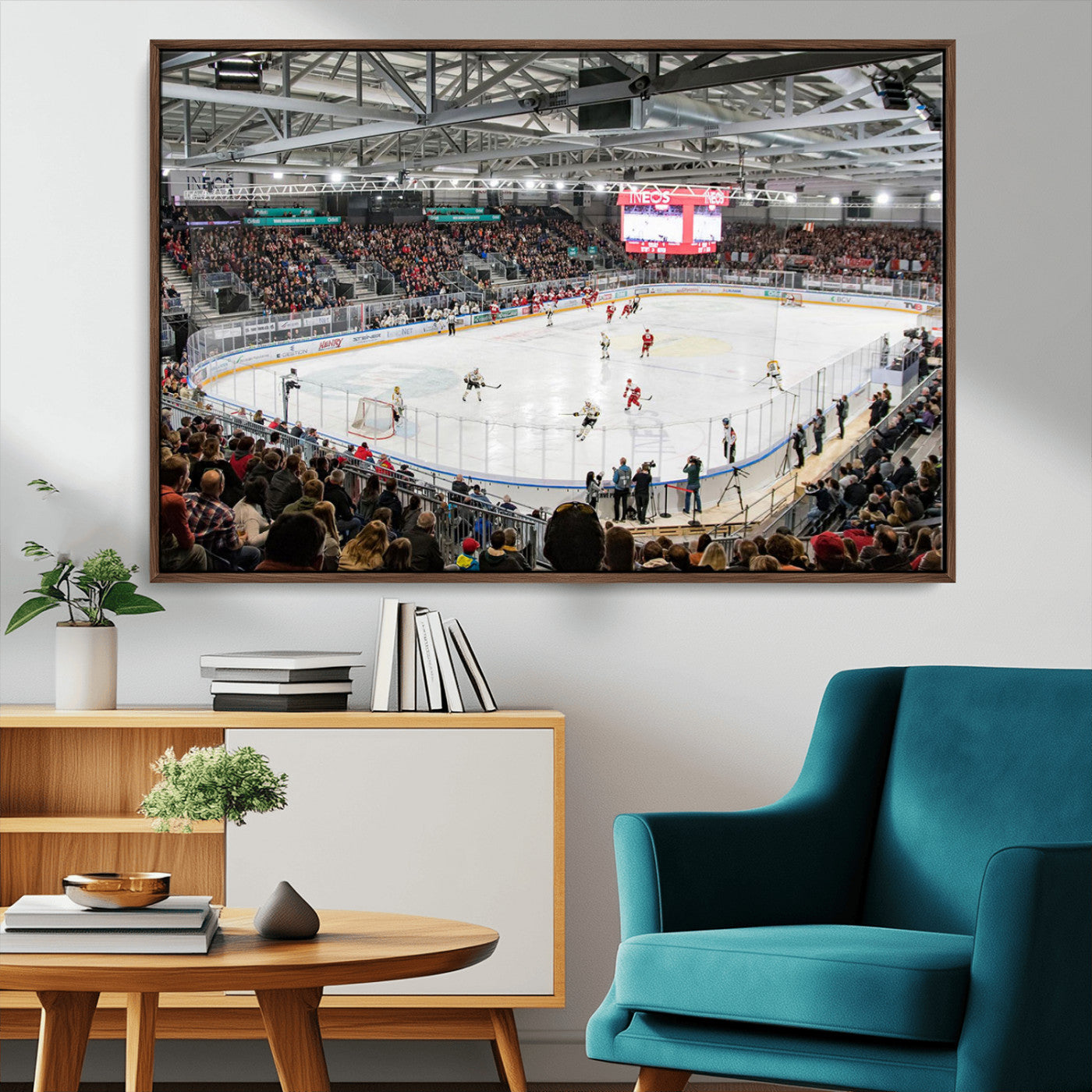 MGV-FC-36X24 - Lausanne Arena Ice Hockey Stadium Wall Art Canvas Print, Framed Lausanne Arena Ice Hockey Canvas