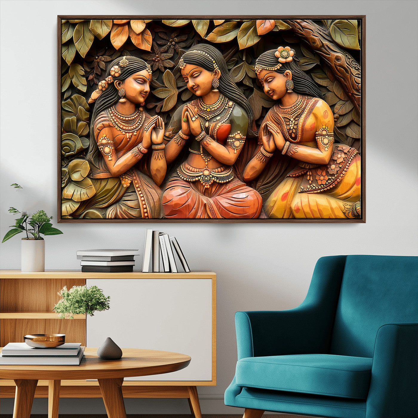 MGV-FC-36X24 - Indian Woman Statue Wall Art Canvas Print