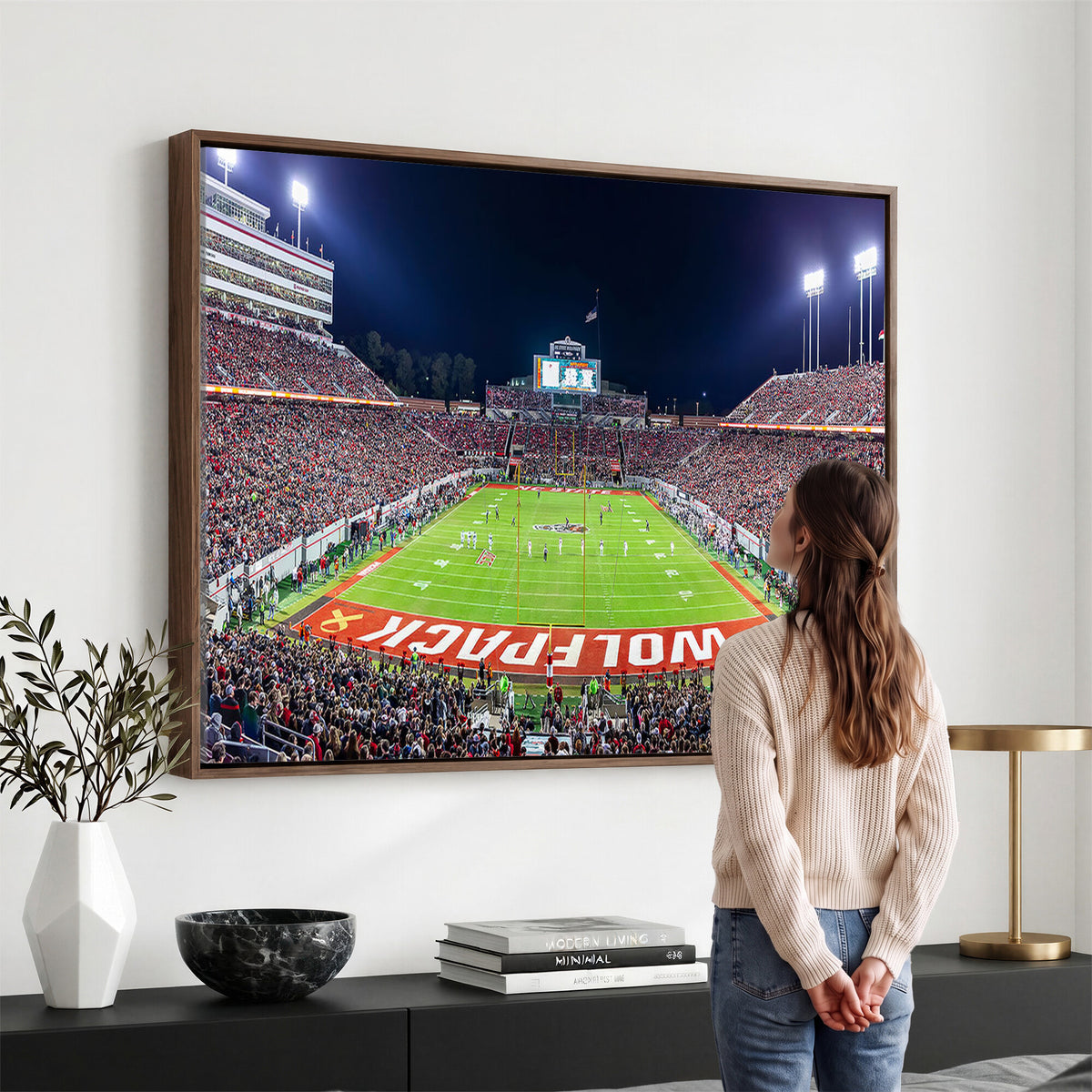 23086-MGV-CV-36X24 - NC State Wolfpack Canvas Print - Raleigh Carter-Finley Stadium Wall Art, Football Team Canvas Print