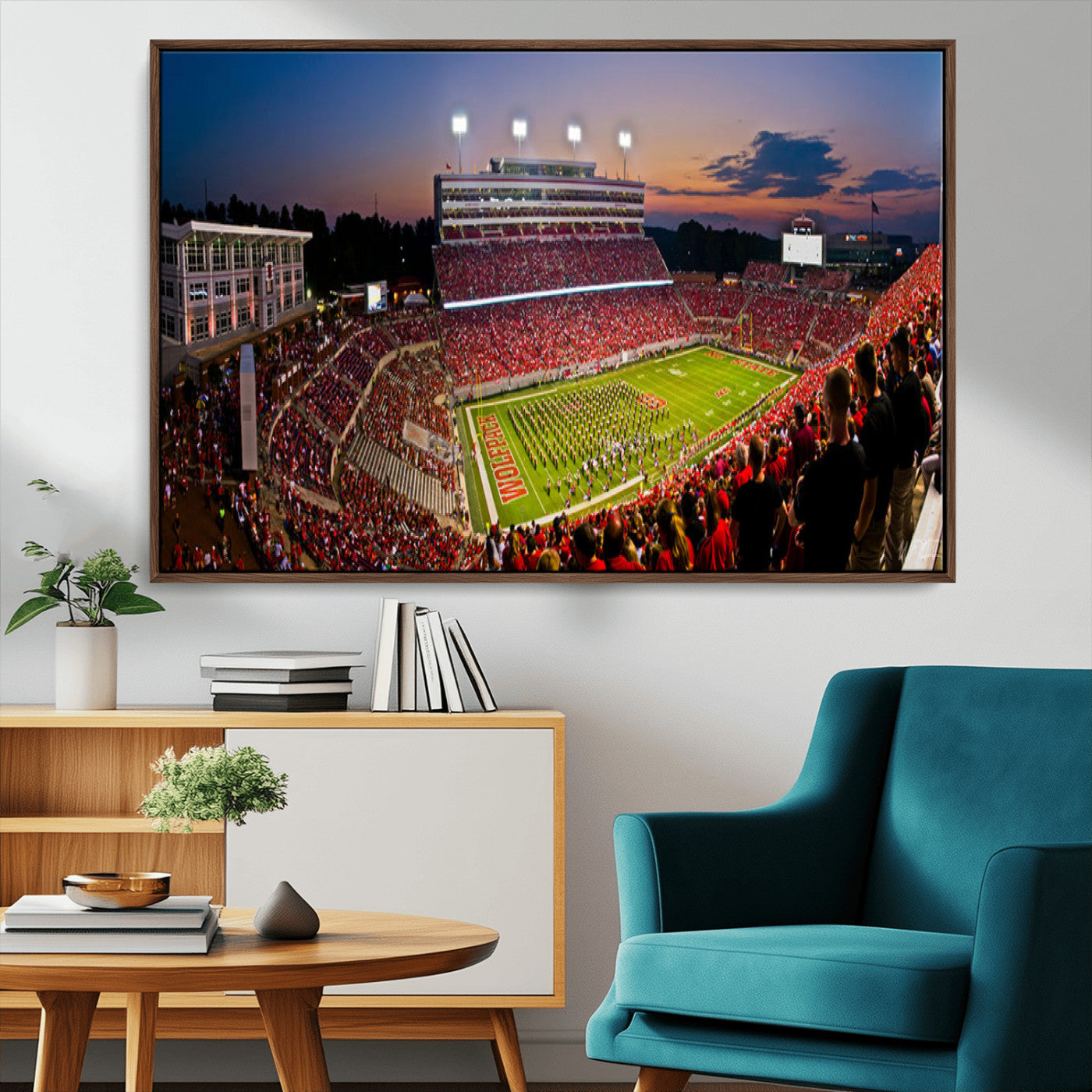 MGV-FC-36X24 - NC State Wolfpack Football Team Print - Raleigh Carter-Finley Stadium Wall Art Canvas Print