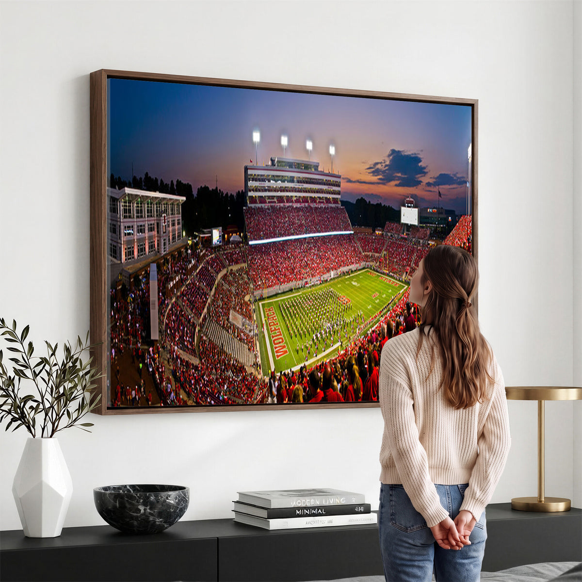 87655-MGV-CV-36X24 - NC State Wolfpack Football Team Print - Raleigh Carter-Finley Stadium Wall Art Canvas Print