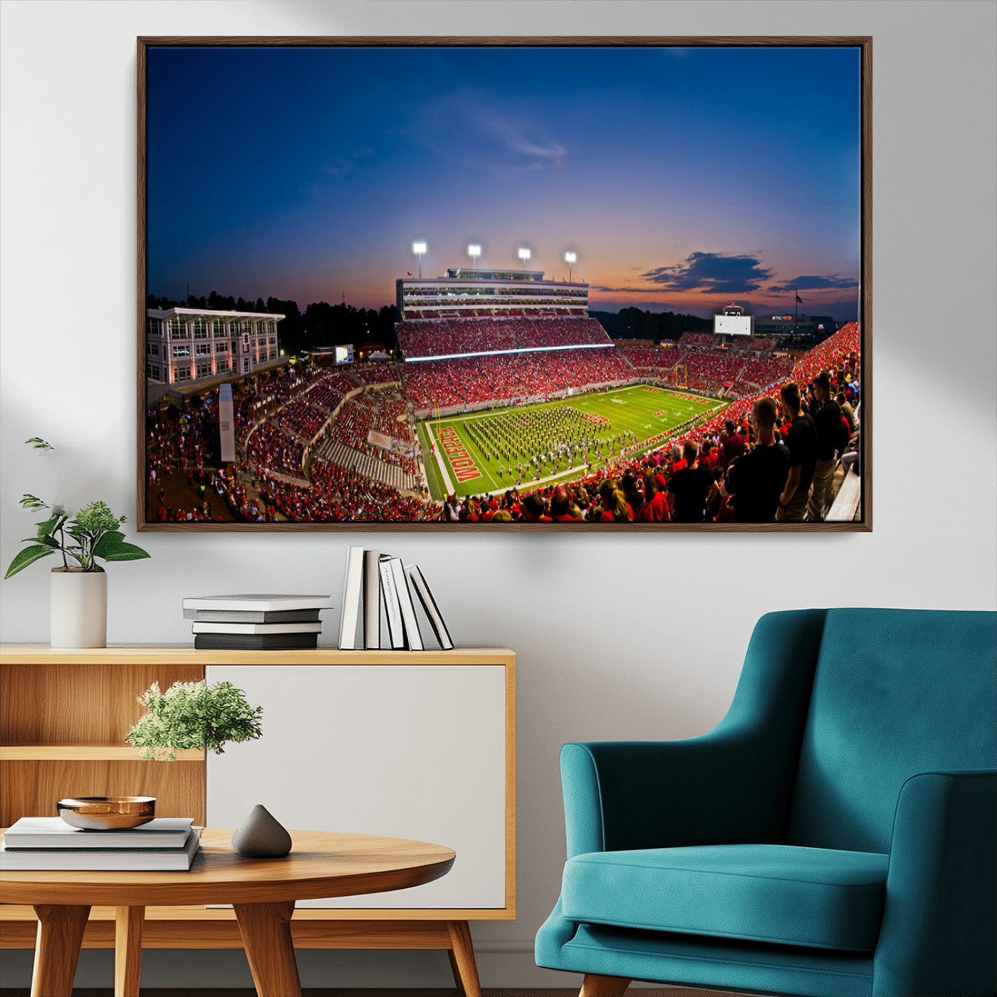 MGV-FC-36X24 - NC State Wolfpack Football Team Print - Raleigh Carter-Finley Stadium Wall Art Canvas Print