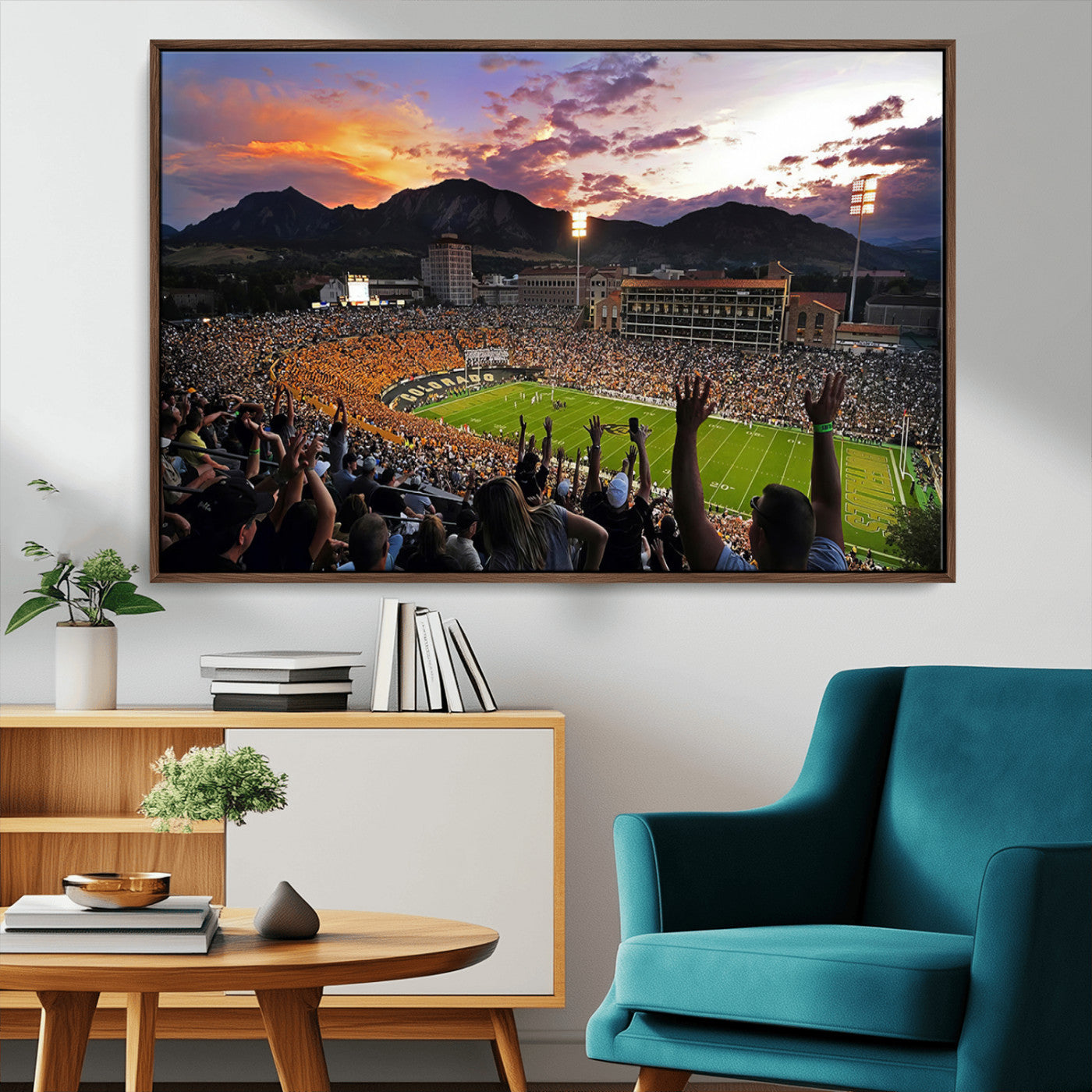MGV-FC-36X24 - Framed Colorado Buffaloes Football Team Print - Boulder Folsom Field Stadium Wall Art Canvas Print