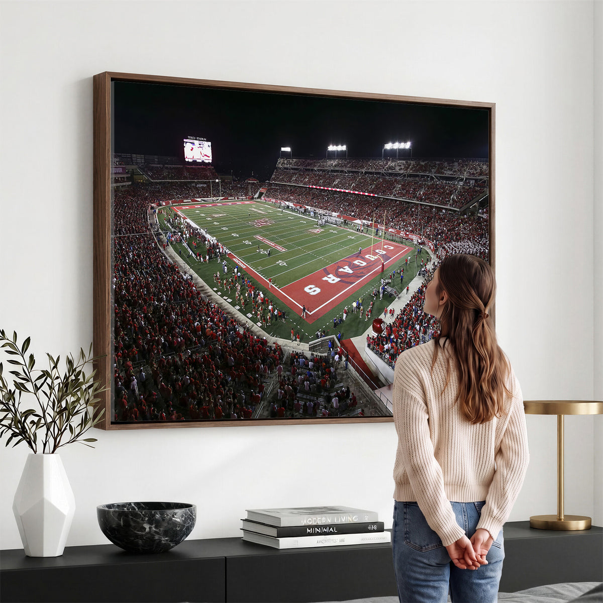 94207-MGV-CV-36X24 - Houston Cougars Football Team Print - Houston TDECU Stadium Wall Art Canvas Print