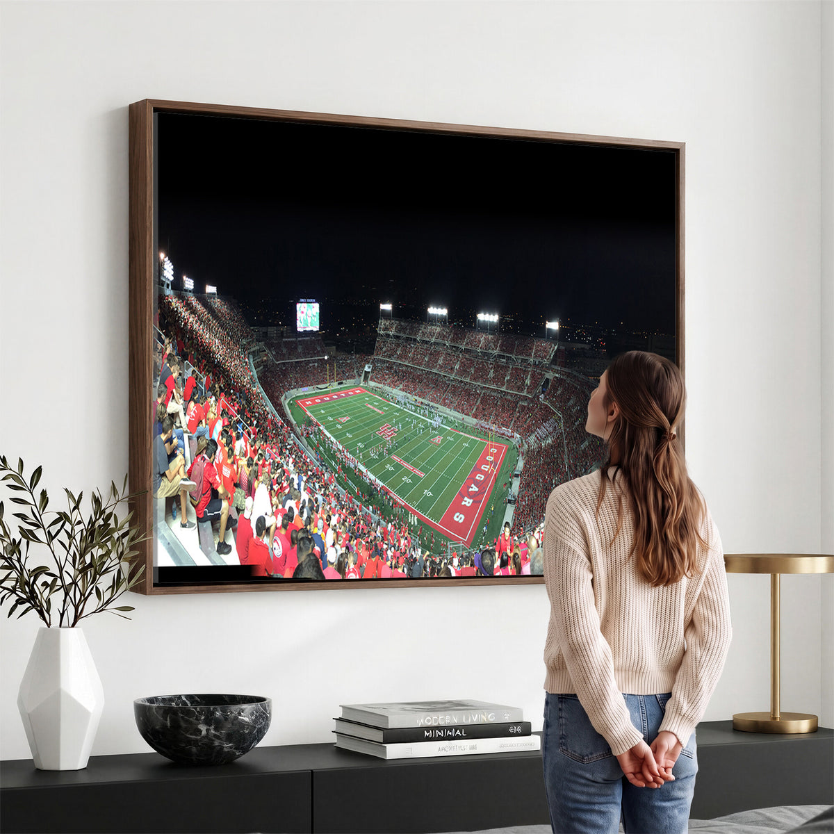 67036-MGV-CV-36X24 - Houston Cougars Football Team Print - Houston TDECU Stadium Wall Art Canvas Print