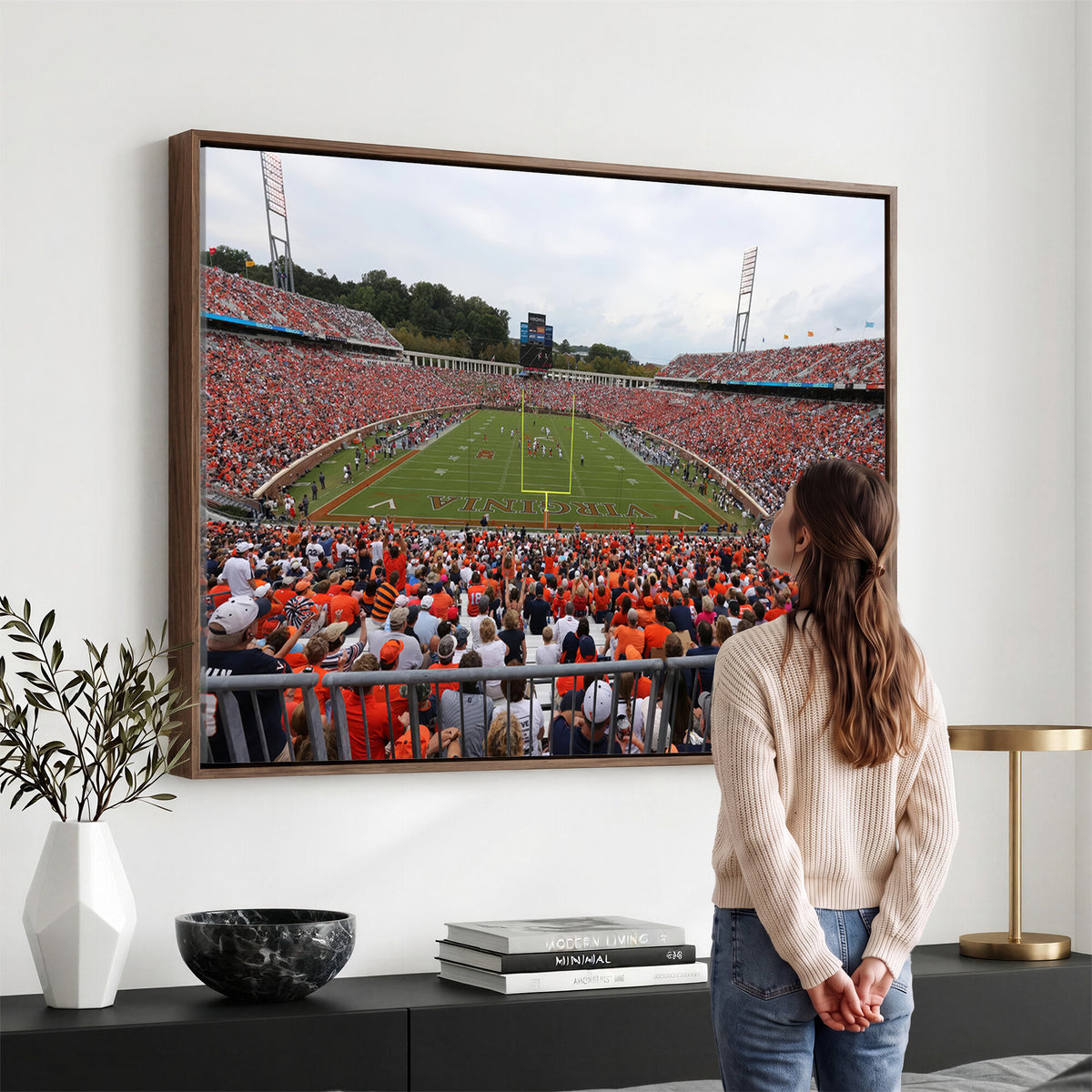 63606-MGV-CV-36X24 - Virginia Cavaliers Football Team Print, Charlottesville, Extra Large Game Room Wall Decor